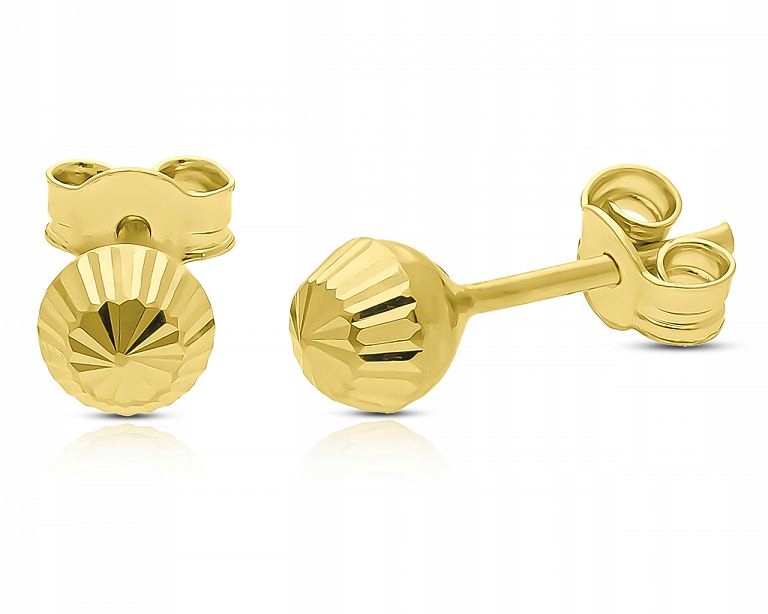 Zlaté Náušnice Kuličky Lesklé Diamantové Zlato pr.585