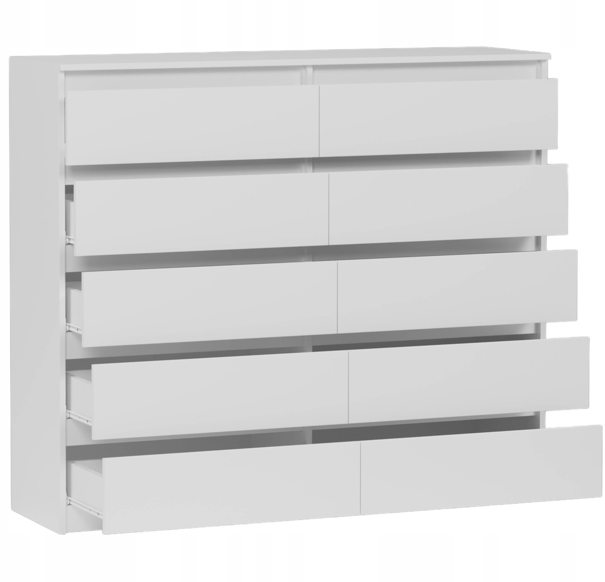 Nowoczesna KOMODA 140CM SZAFKA 10 SZUFLAD BIAŁA PL