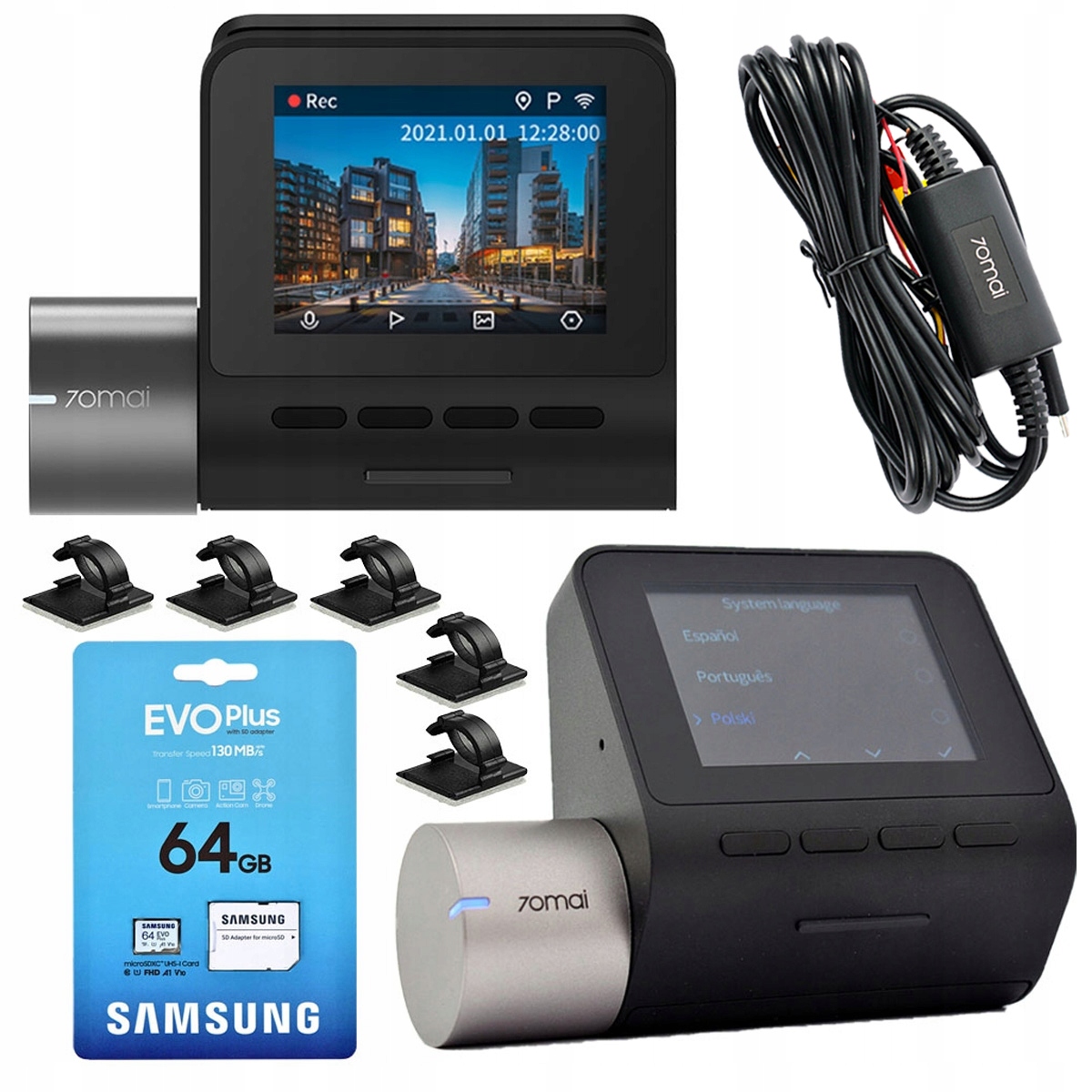 Kamera 70MAI A500S Pro Plus karta 64 Gb klipsy modul UP03