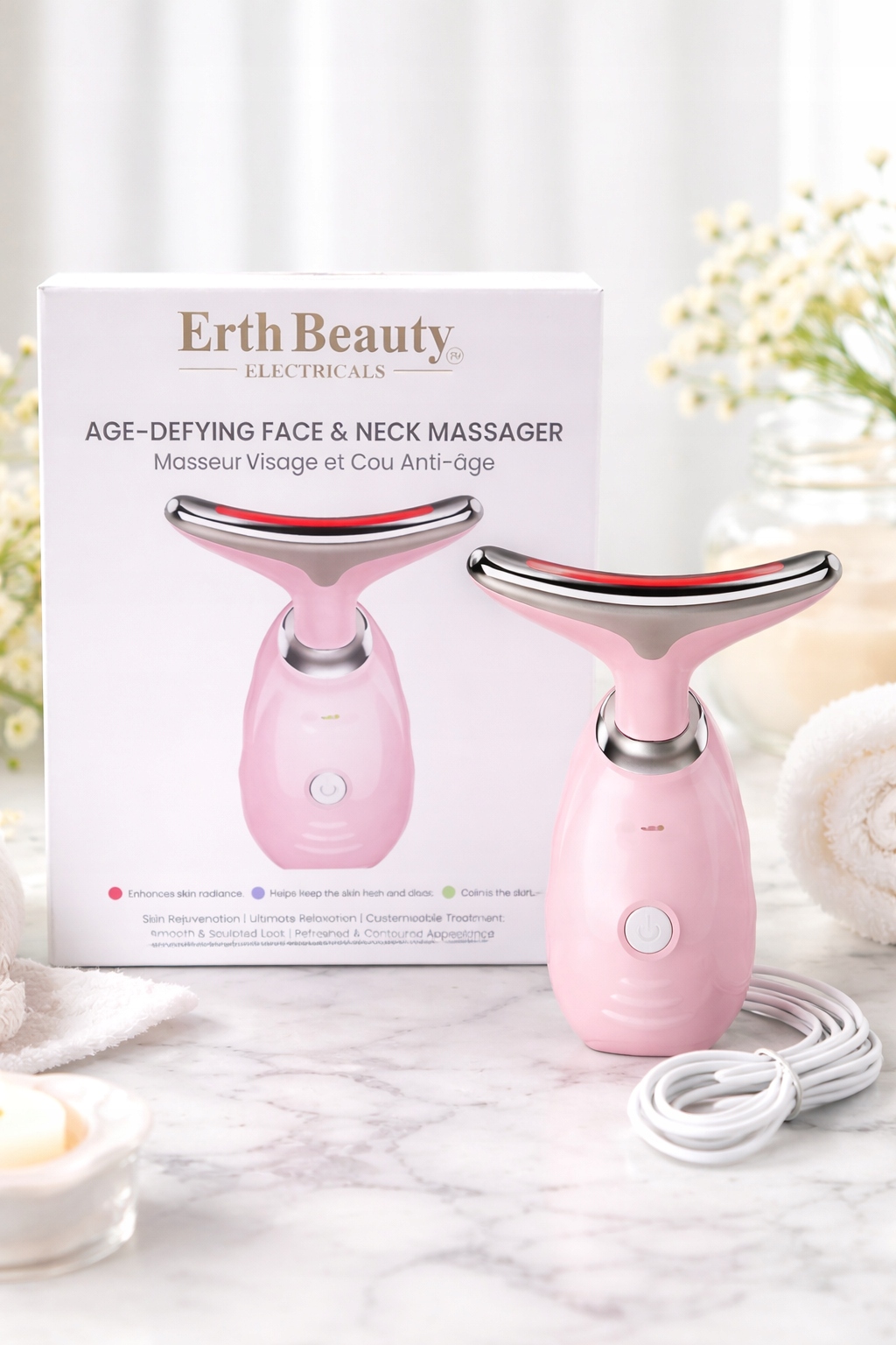 ErthSkin London Masażer do twarzy i szyi przeciwstarzeniowy kol. różowy