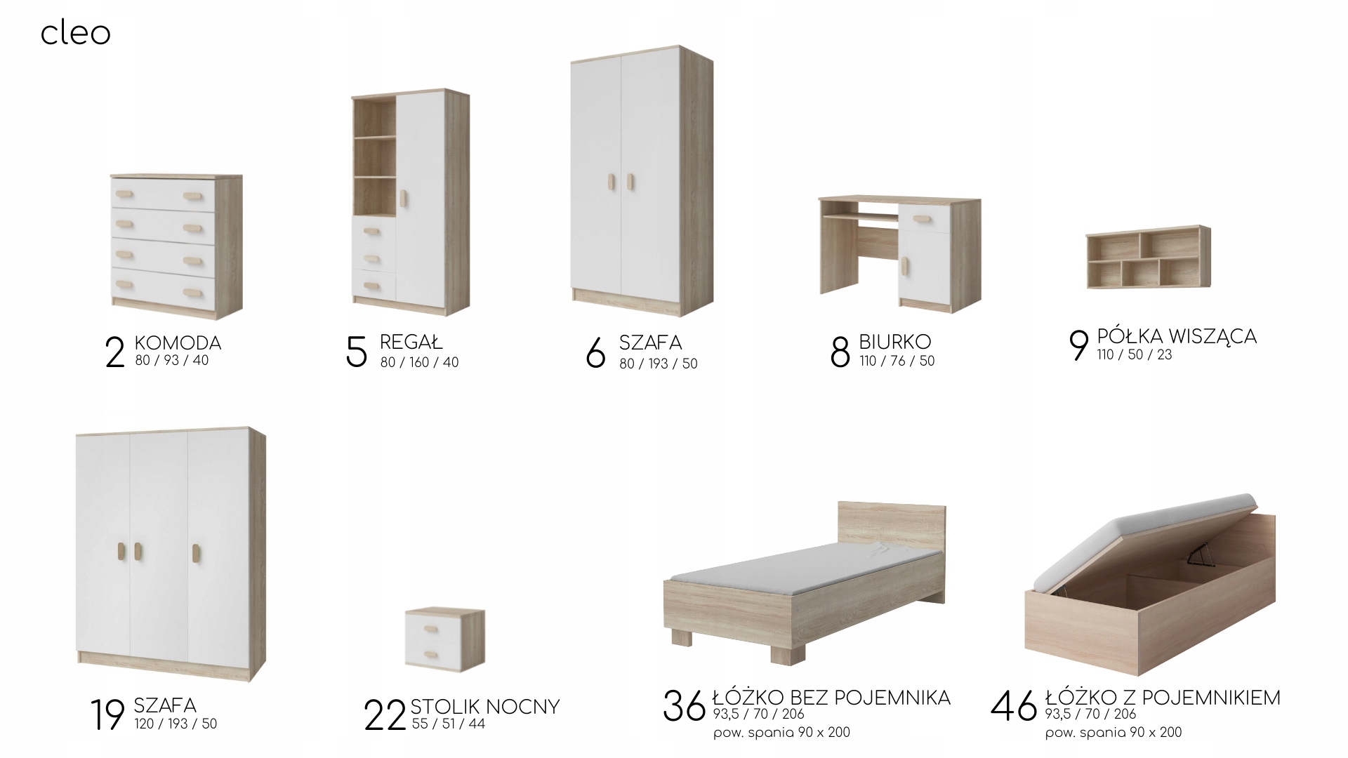 Szafka nocna CLEO 22 -meble młodzieżowe *sonoma Kod producenta 00001648
