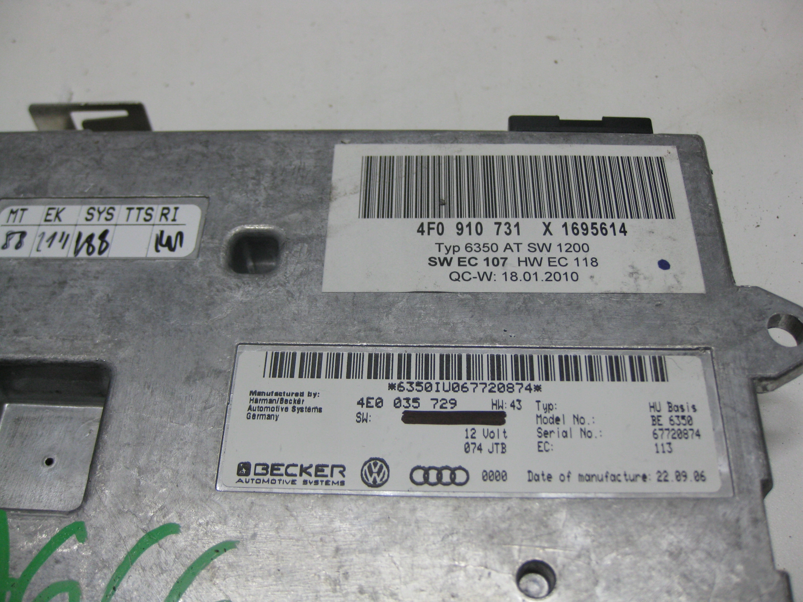 AUDI A6 C6 05R module control unit navigation devices MMI 4E0035729