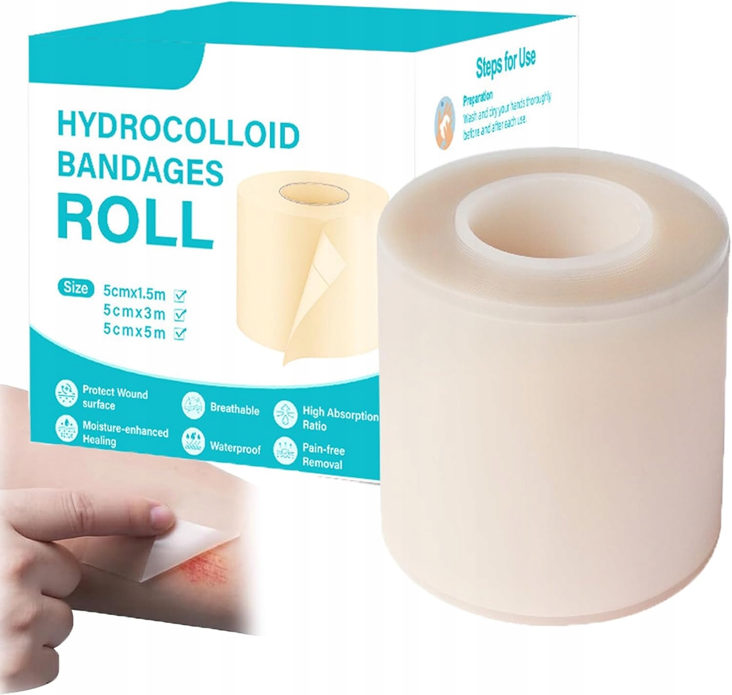 Hydrokoloidowy plaster na blizny Wielokrotnego użytku rolka 5cm x 5m