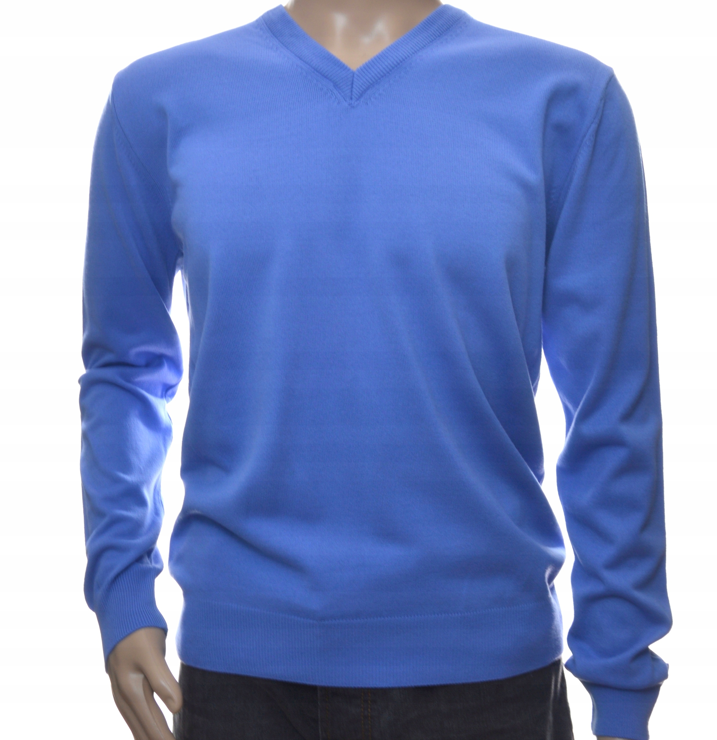 Pánský svetr se špicí z merino vlny a kašmíru, barva M modr. 207