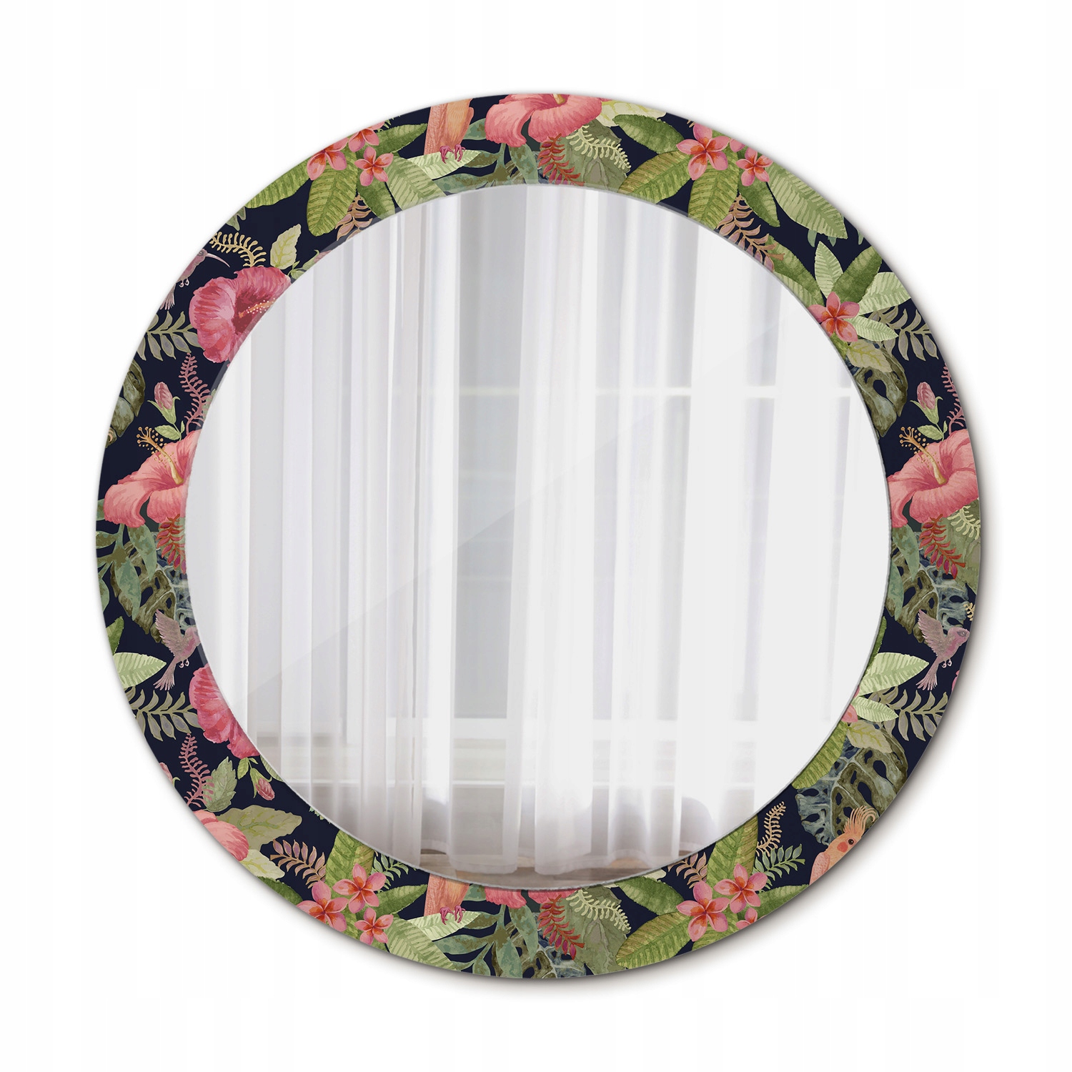 Moderné okrúhle zrkadlo Kvety ibišteka 70 cm