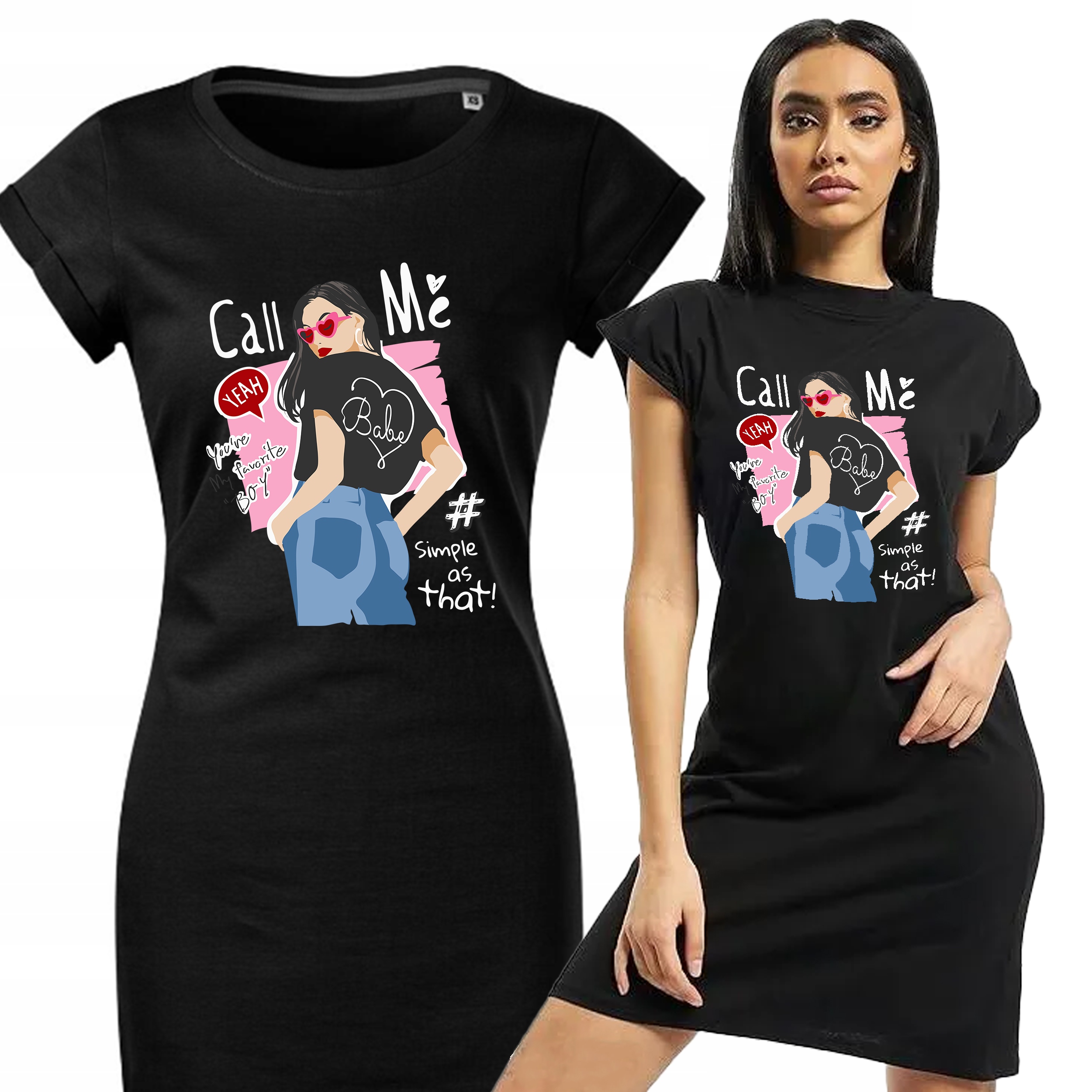 Dámské Pyžamo Černá Košile Noční Pohodlná jako Dárek Girl Call Me Vzory L
