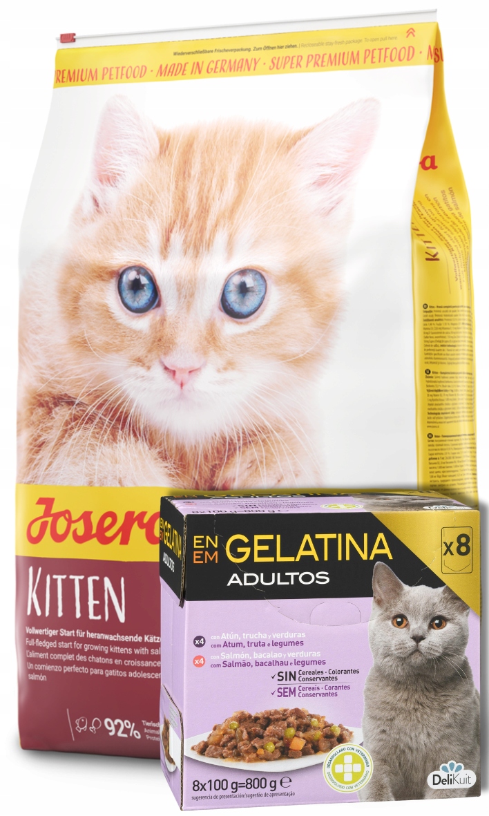 Levně Josera Kitten 10 kg sada 8 sáčků po 100 g (4xTuňák, 4xlosos)