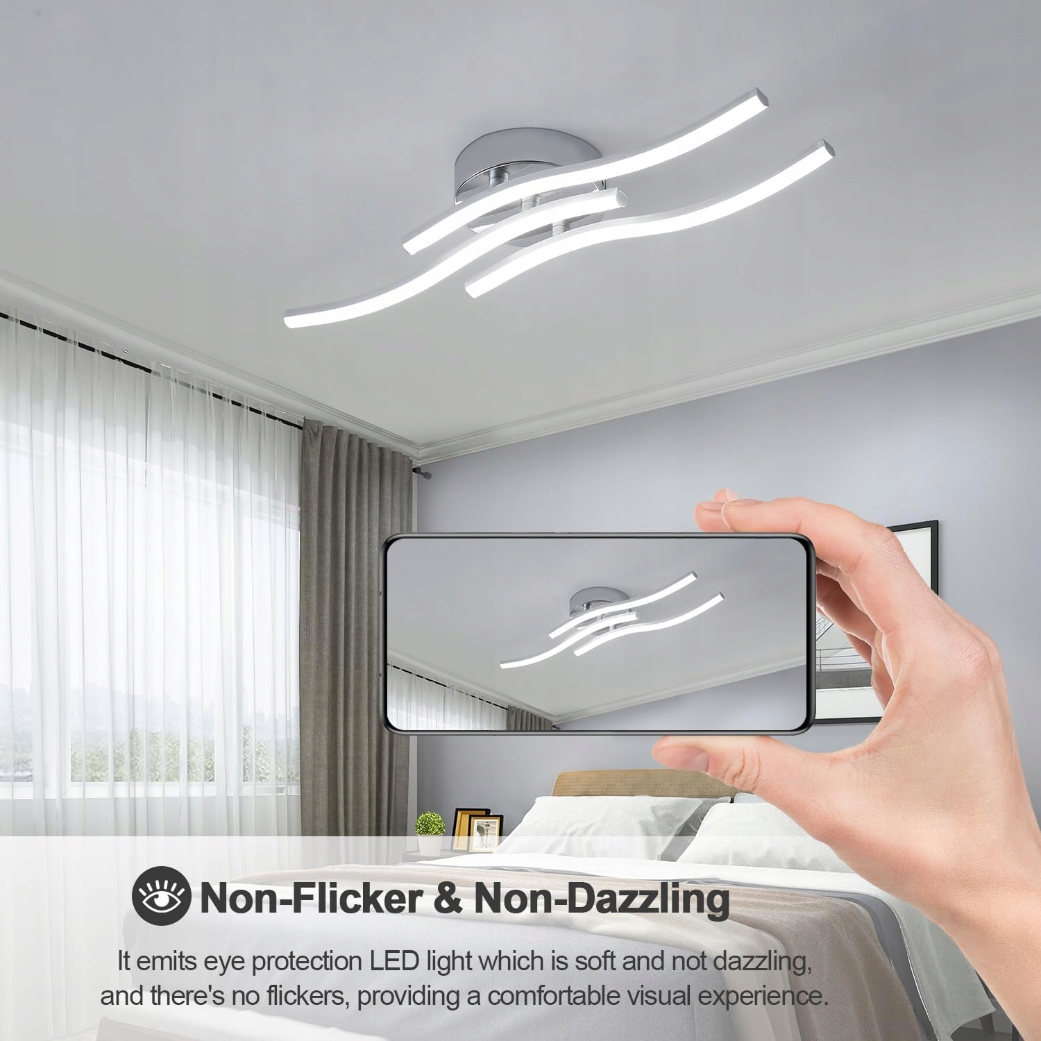 LAMPA SUFITOWA PLAFON LED ŻYRANDOL CHROM NOWOCZESNY 18W 6500K DO SALONU Kolor chrom