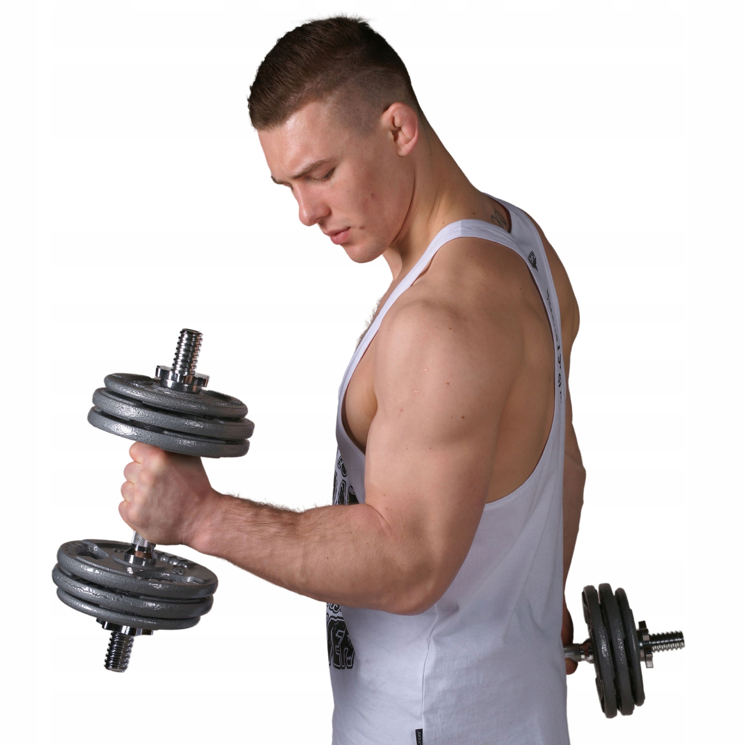 PLATINUM FITNESS HANTLE ŻELIWNE REGULOWANE 2x15KG ZESTAW HANTLI 30 KG Długość całkowita 40 cm