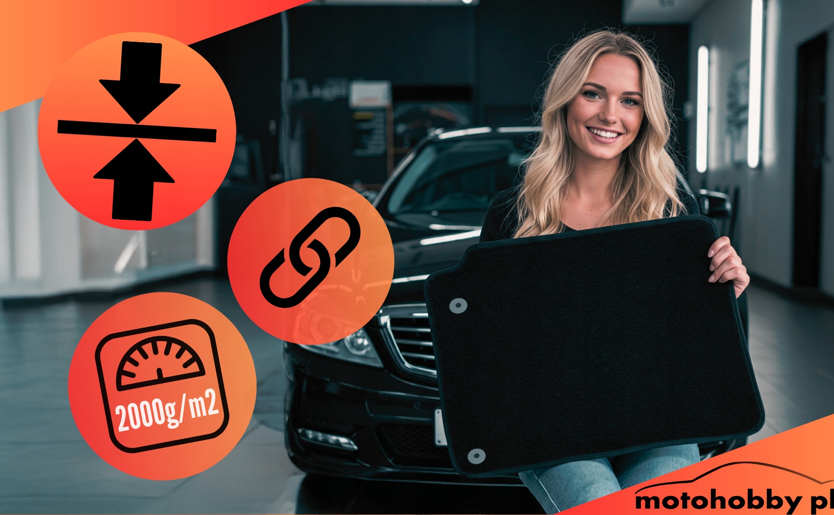 DYWANIKI WELUROWE SAMOCHODOWE CZARNE PRZODY 2SZT+ STOPERY PREMIUM NA WYMIAR Kolor czarny