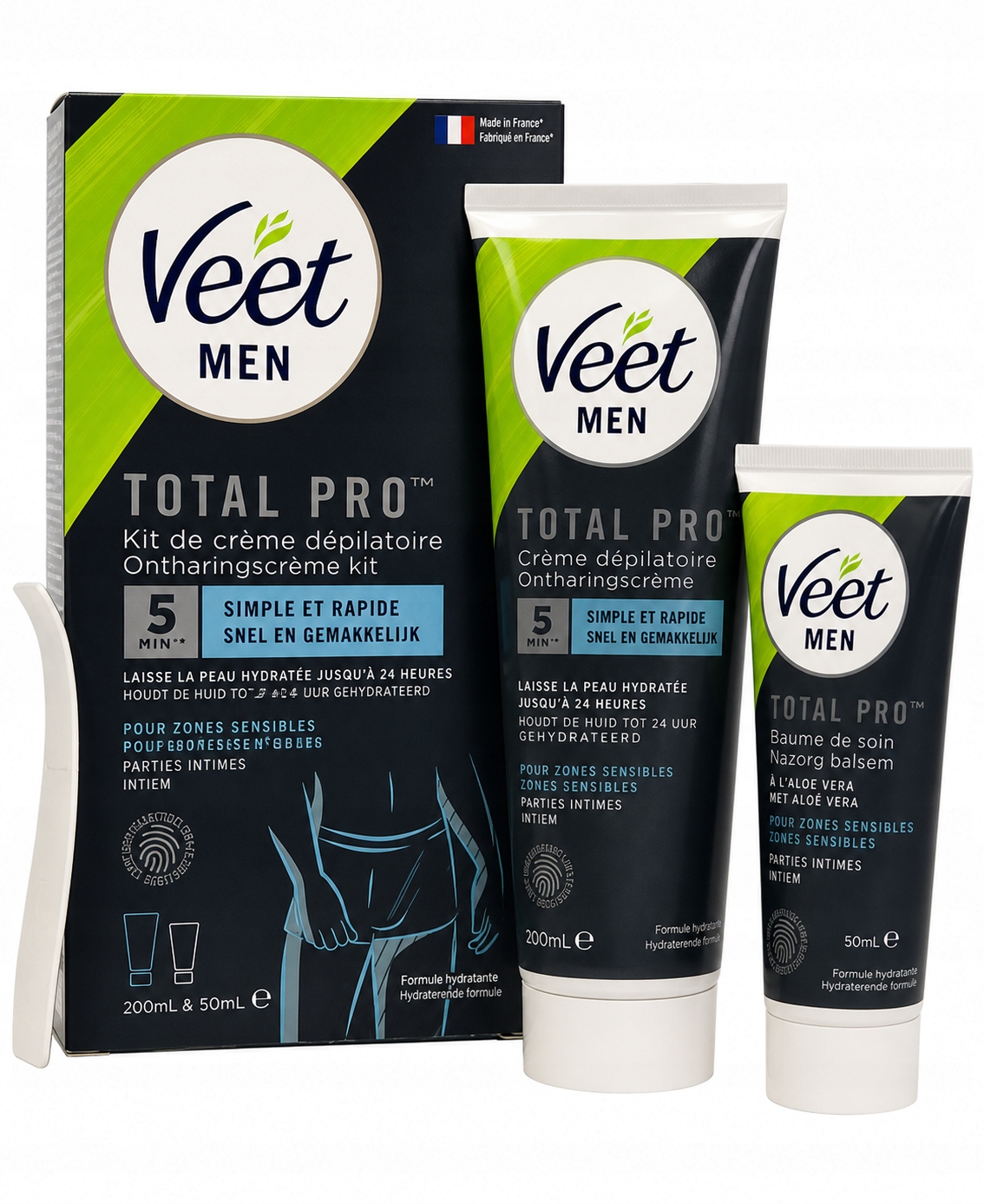 VEET MEN TOTAL PRO ZESTAW DO DEPILACJI KREM + BALSAM STREFY WRAŻLIWE