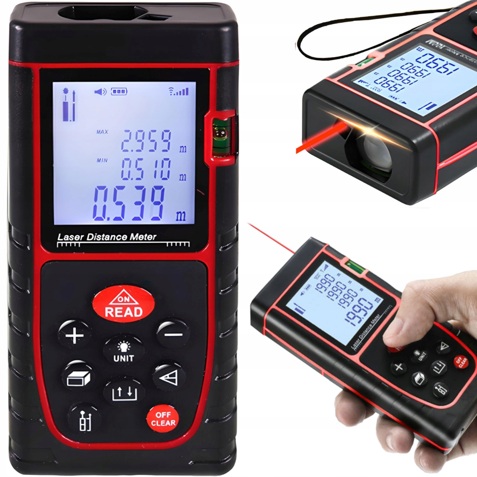 Dálkoměr laserový měřič vzdálenosti vodováha paměť 40 m