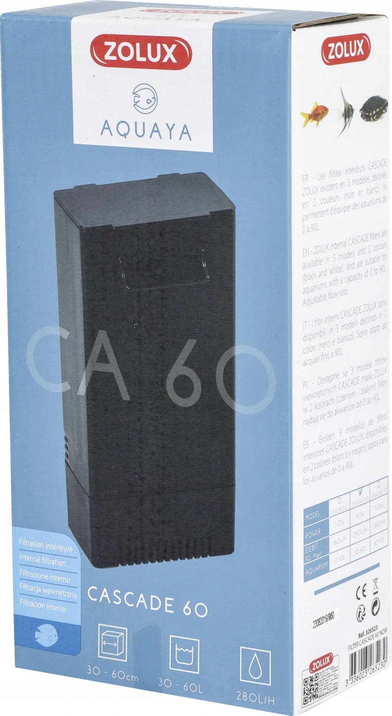 

Zolux Aquaya Cascade 60 Czarny Filtr Żółw Akwarium