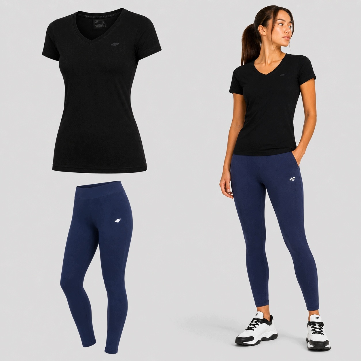 Zestaw Damski 4F T-shirt Legginsy Sportowy Komplet Na Co Dzień M SS26