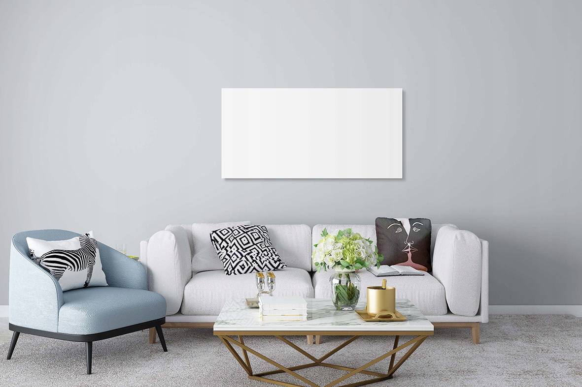 Promiennik podczerwieni, panel, grzejnik 580W bezramowy,nowoczesny, biały