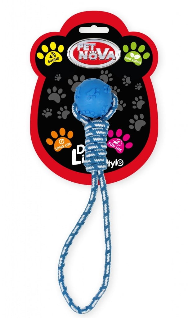 

Pet Nova zabawka Piłka na sznurze 40cm niebieska