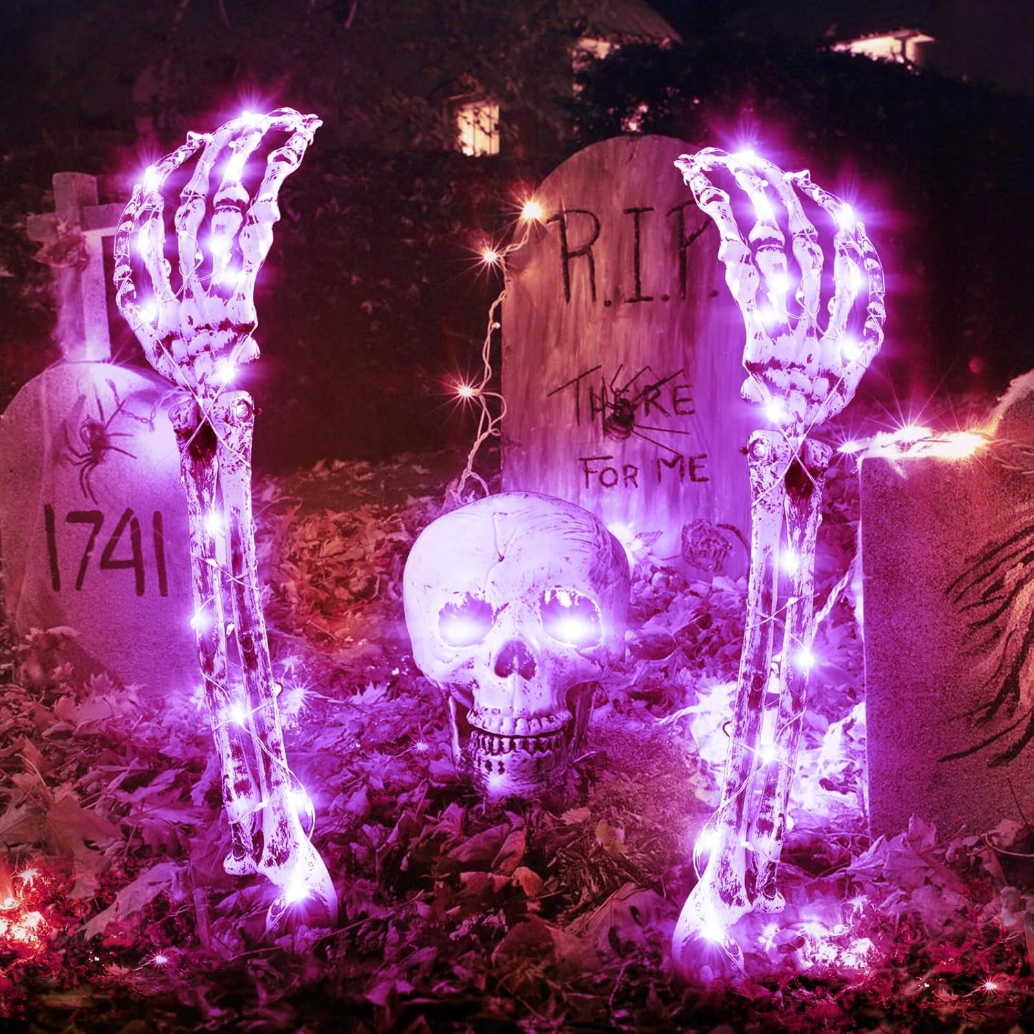 Hororová dekorace na Halloween Led Svítící ruce Kostra