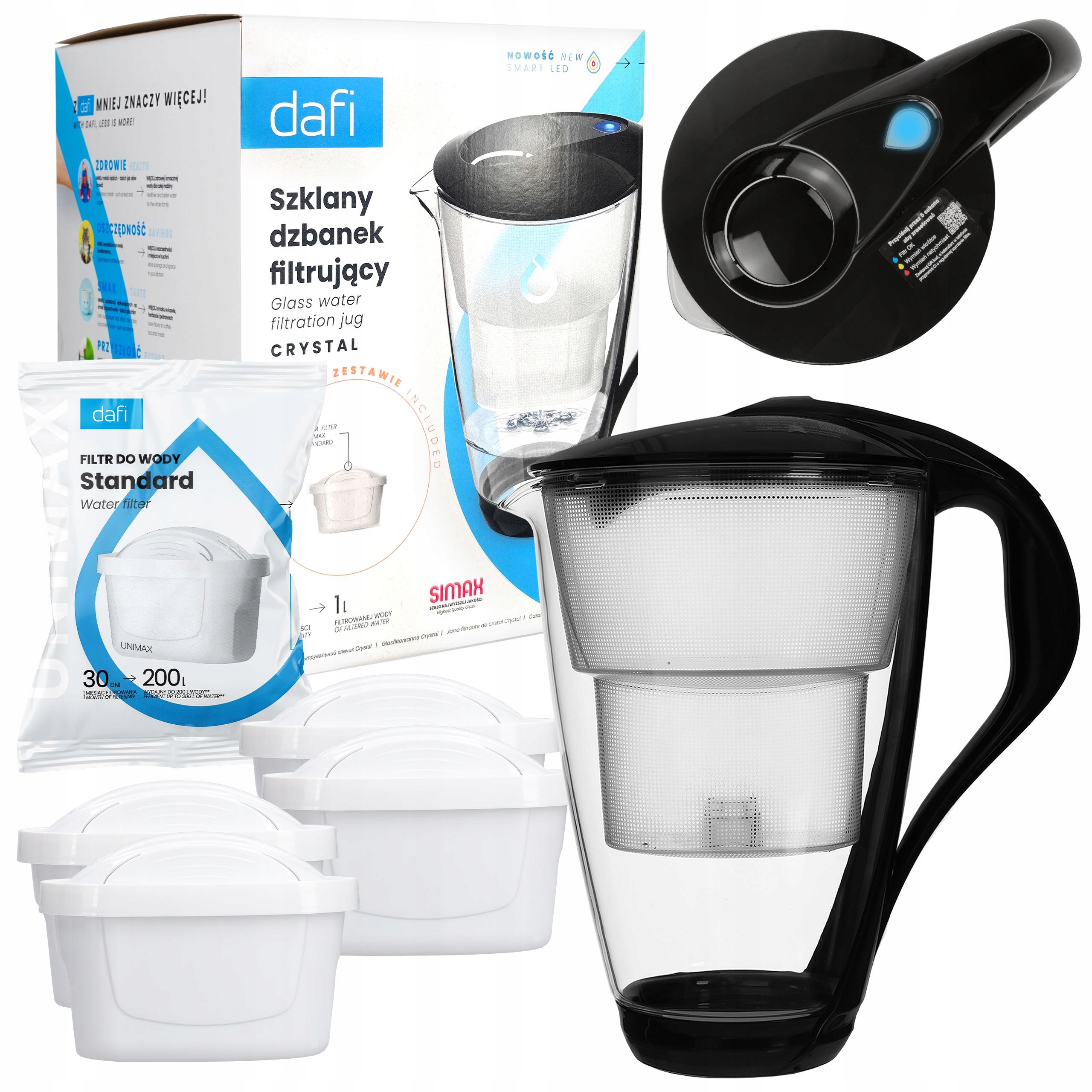 Filtrační Konvice Dafi Crystal Skleněná 2 litry 5x Filtr Dafi Unimax