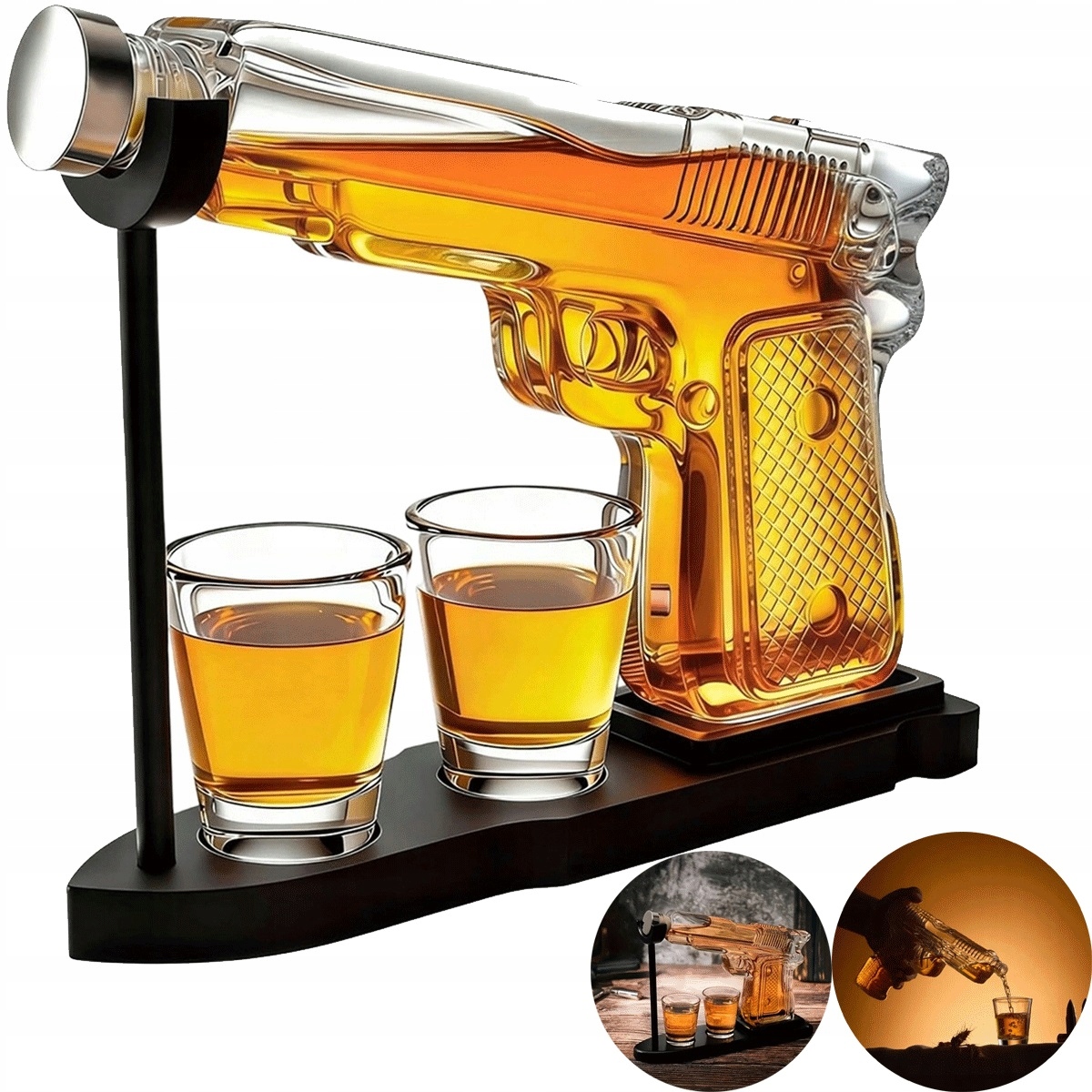 Revolverová karafa se 2 sklenicemi o objemu 50 ml je ideální jako dárek pro sběratele