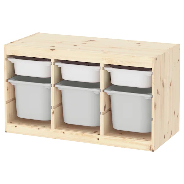 

Ikea Trofast Regał jasna sosna szary 94x44x52 cm