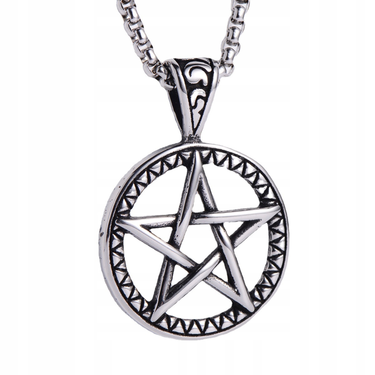 

Naszyjnik Srebrny Stal Łańcuszek Pentagram 311