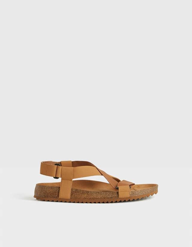 BERSHKA_SANDAŁY KLAPKI RZEPA PASKI 2700560 Długość wkładki 26.4 cm