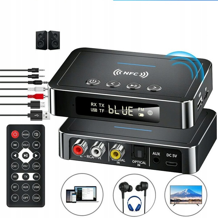 NADAJNIK ODBIORNIK Bluetooth do TV wieży słuchawek Profile Bluetooth A2DP AVRCP