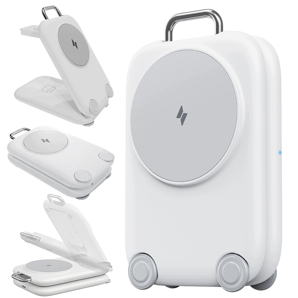 Přenosná magnetická nabíječka 3v1, 15 W pro iPhone 17/16/15, bílá