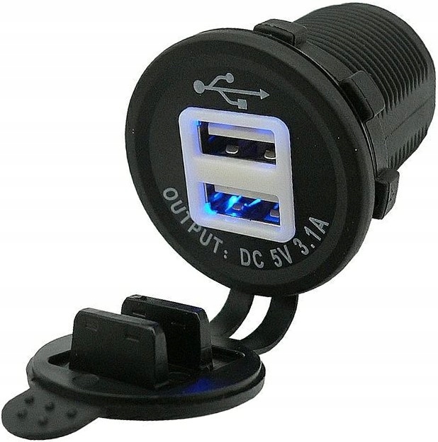 Ładowarka samochodowa Podświet 2x USB 12V 24V 3,1A