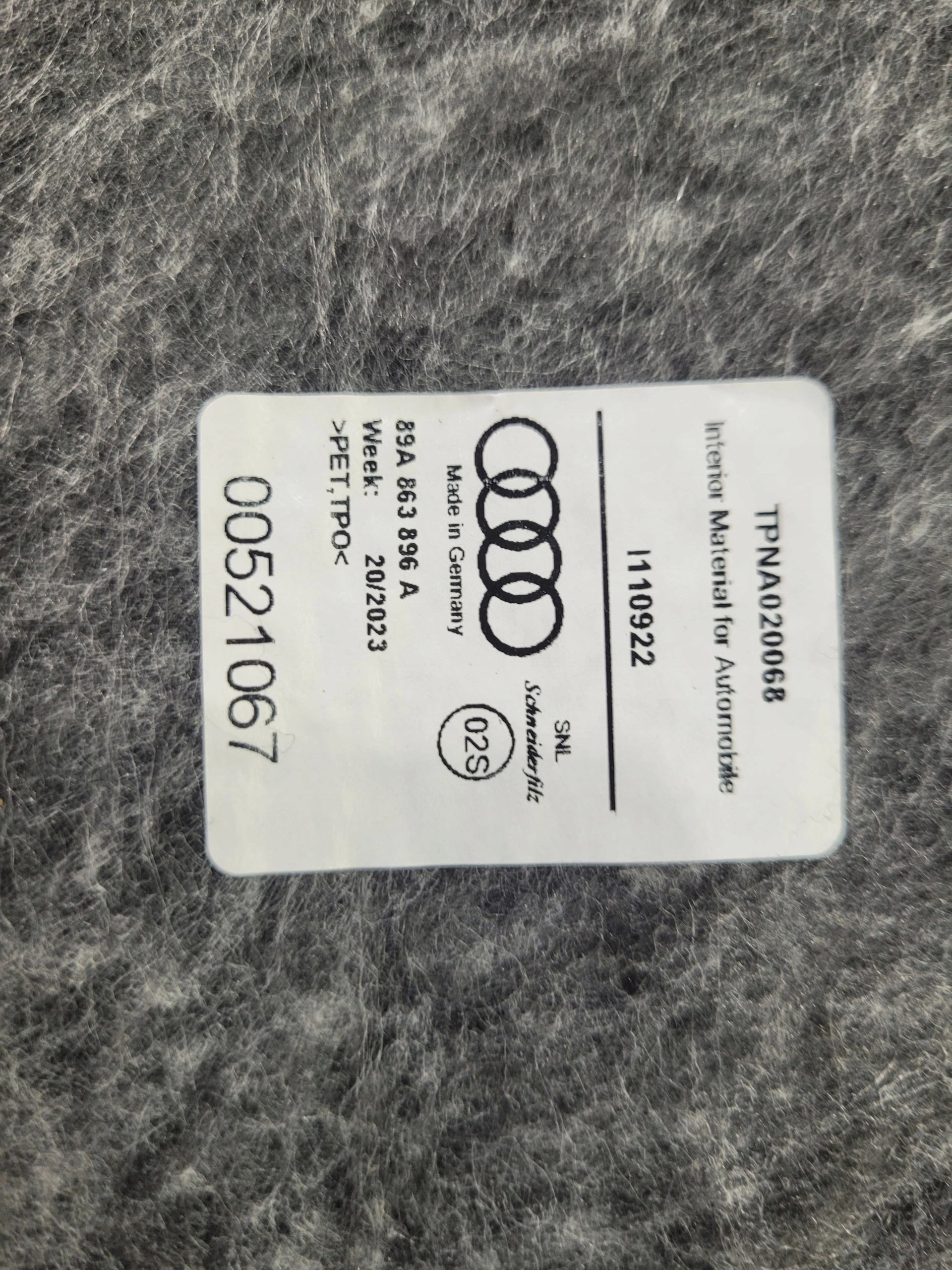 hangszigetelő NADKOLA bal far AUDI Q4 E-TRON SPORTBACK 89A863896A