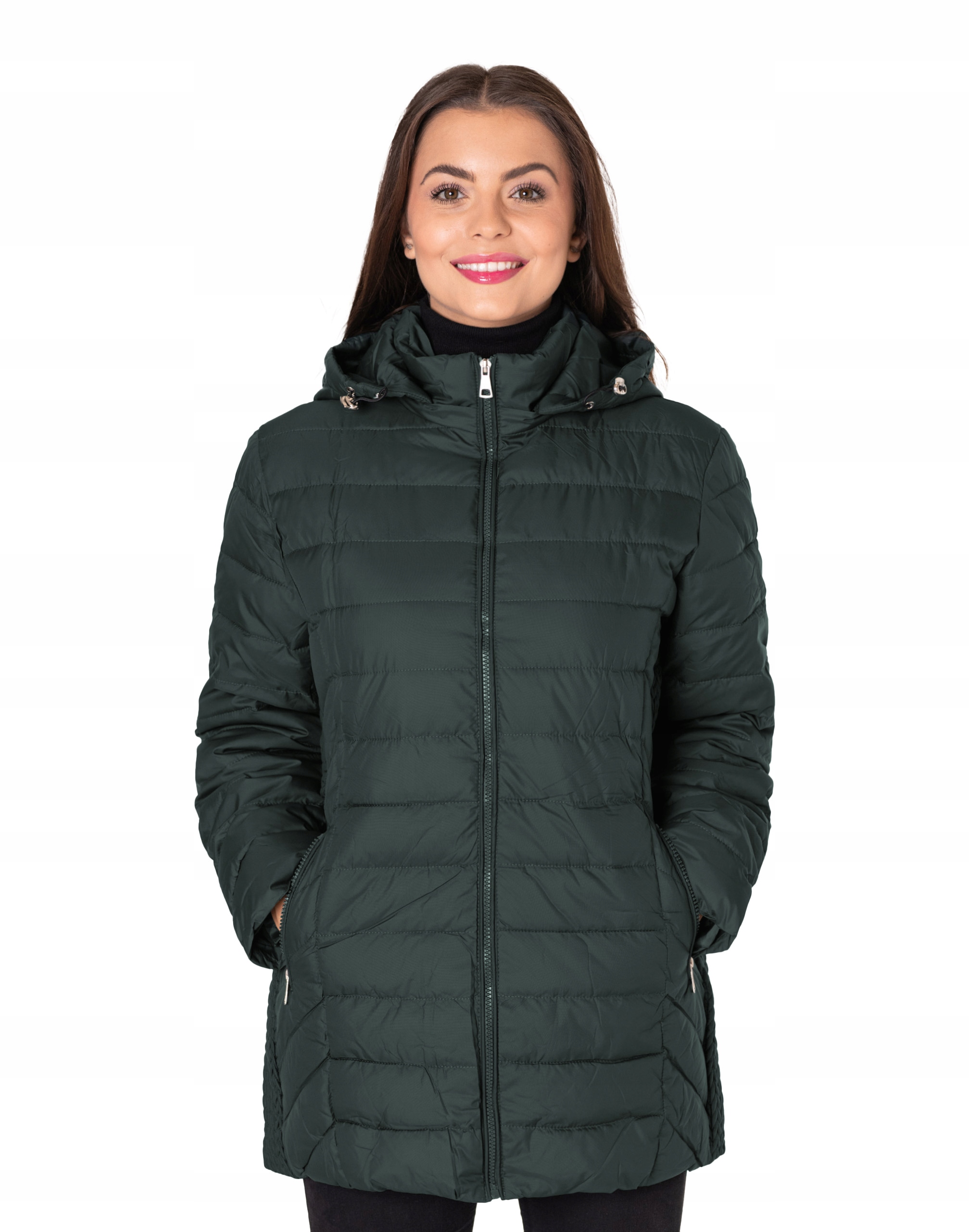Velká teplá péřová Zimní Bunda Dámská prošívaná zateplená zimní bunda 603-4 4XL