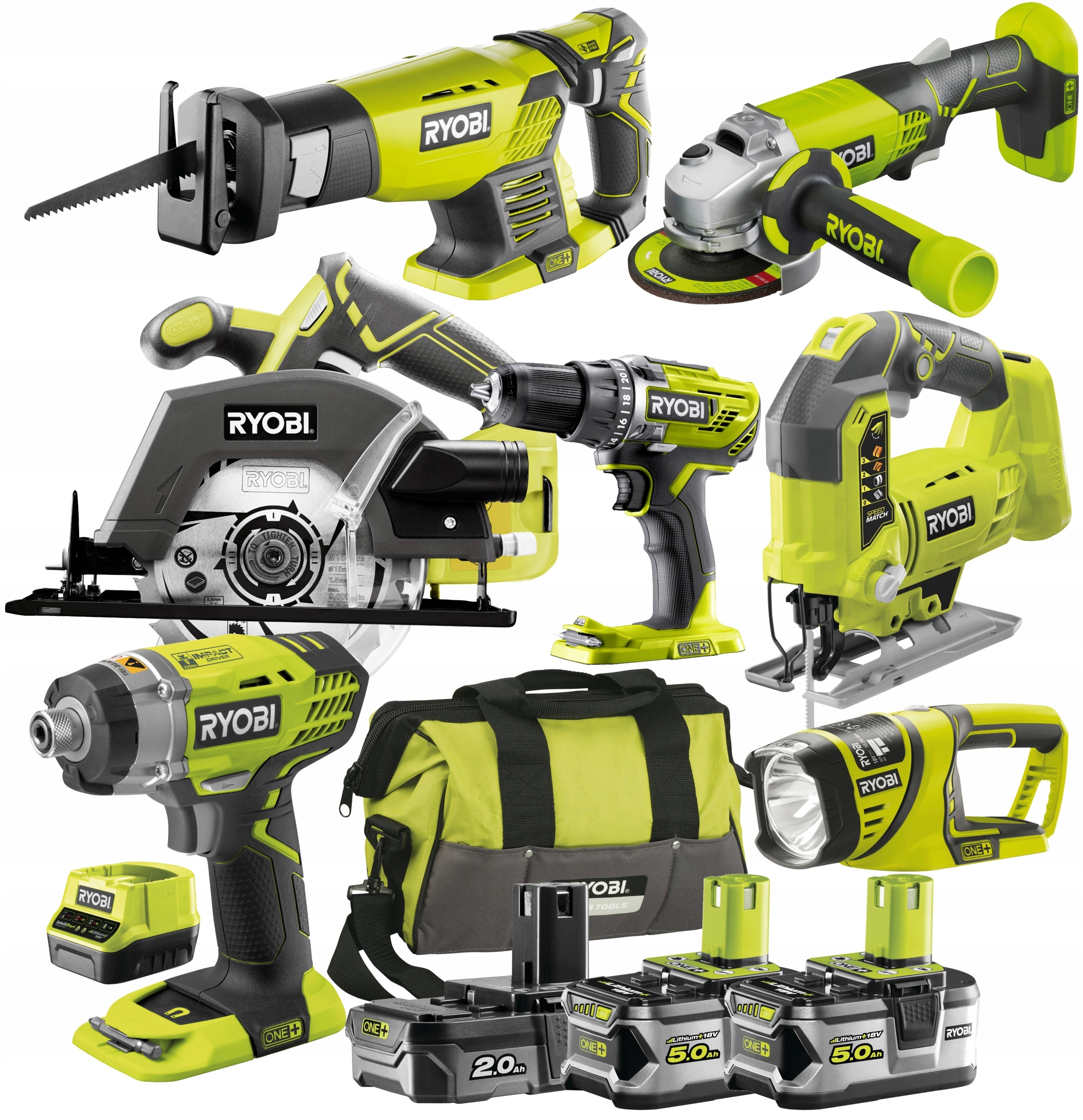 

Ryobi Zestaw Combo 7 Narzędzi 18V 3x Bateria