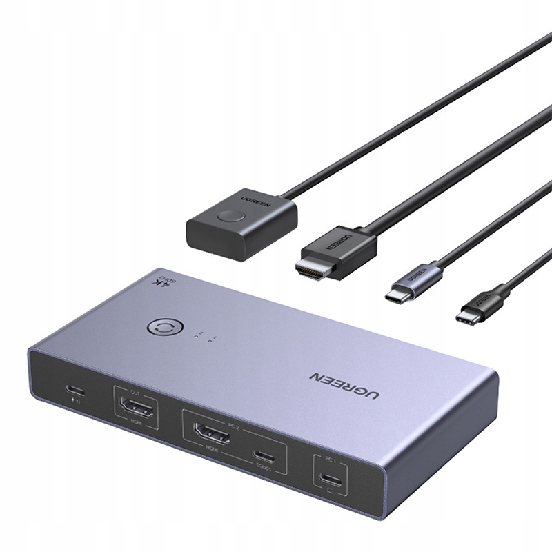 Ugreen CM731 przełącznik KVM 2w1 USB-C HDMI 4K 60Hz USB 3.0 PD 100W