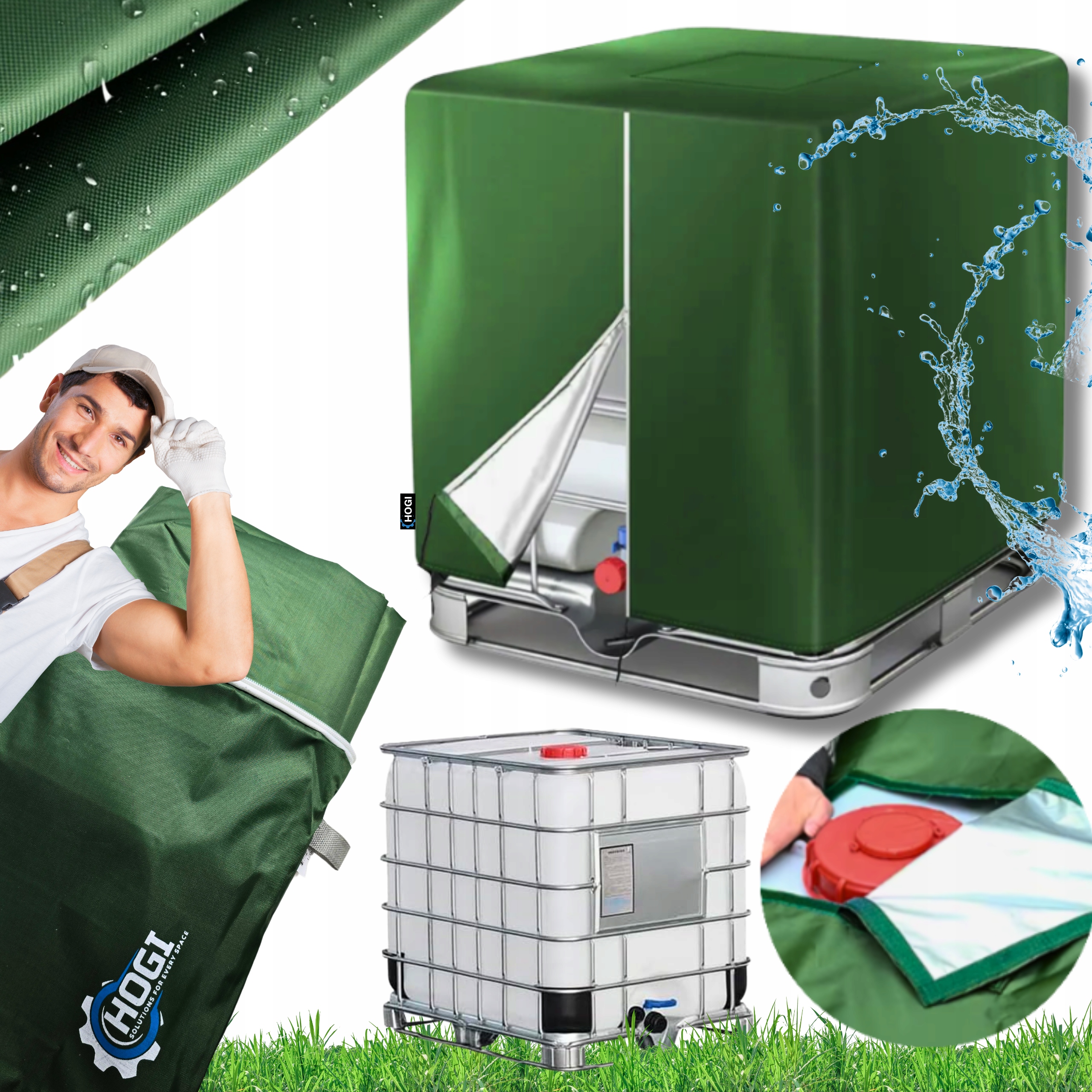 Szczelny Pokrowiec Plandeka Na Zbiornik Mauzer Deszczówka 1000L 116x120x100