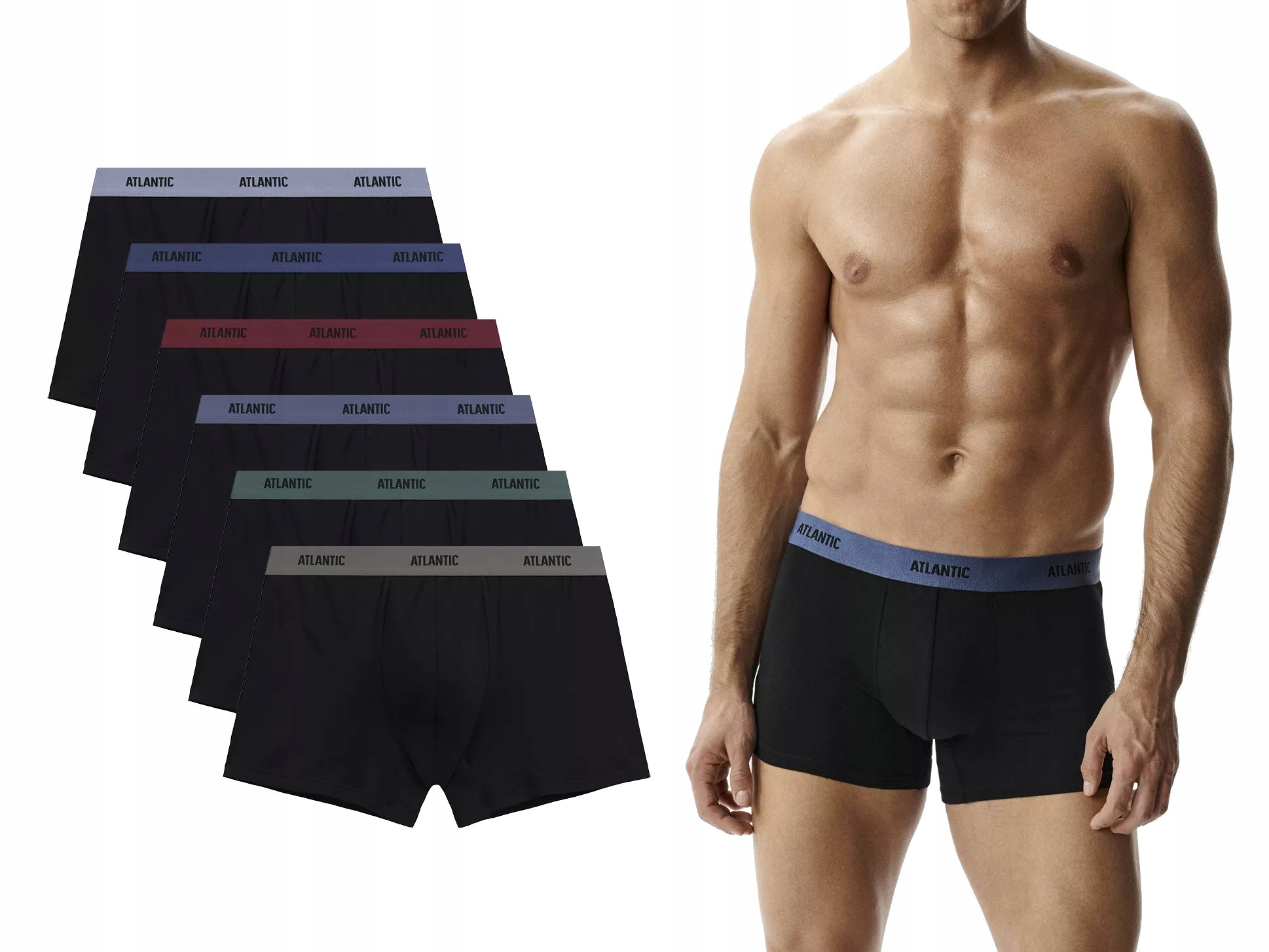 Pánské klasické bavlněné boxerky Atlantic 6SMH-004-CZA 6-PACK XL
