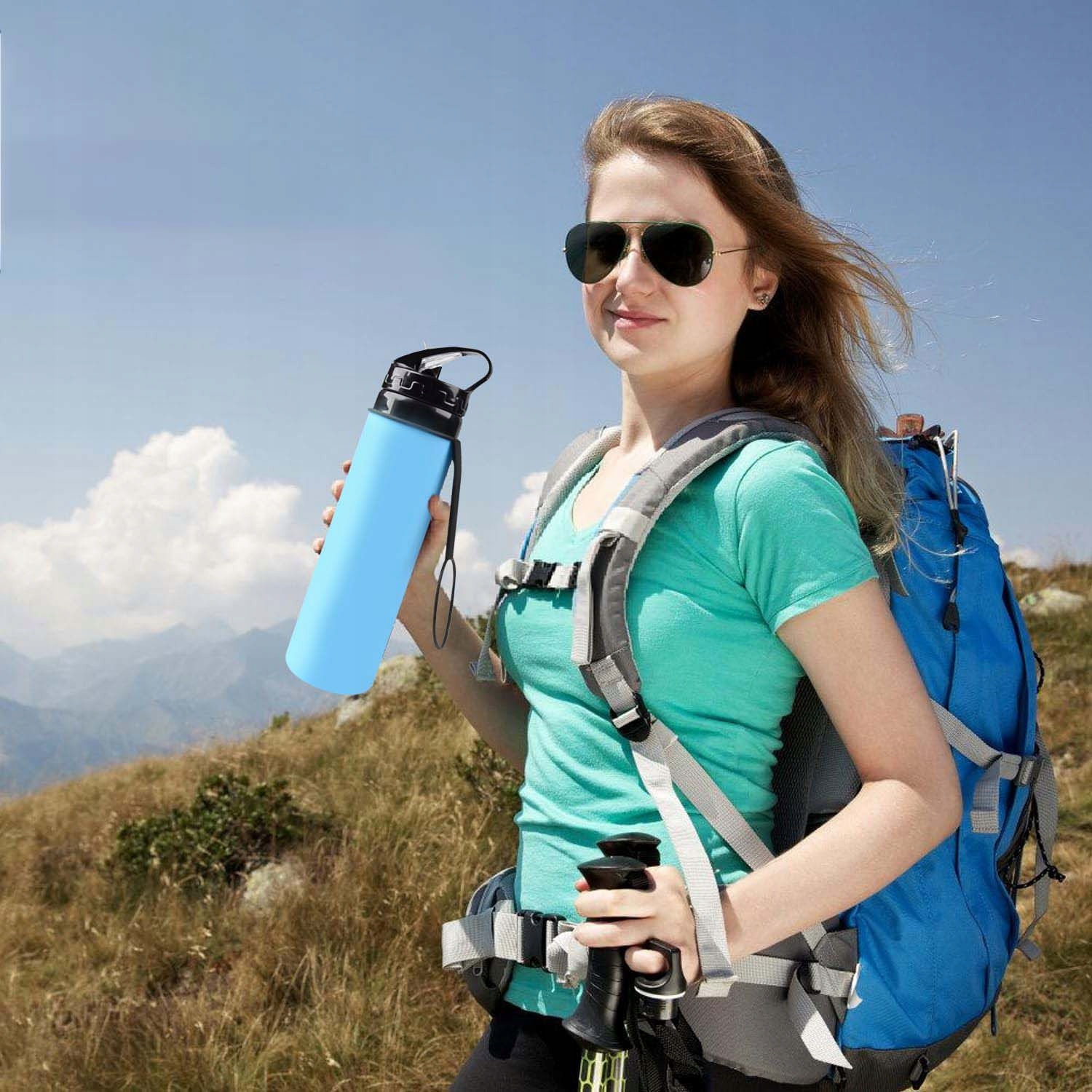 2X SKŁADANA SILIKONOWA LEKKI BUTELKA NA WODĘ 600ML Marka inna marka