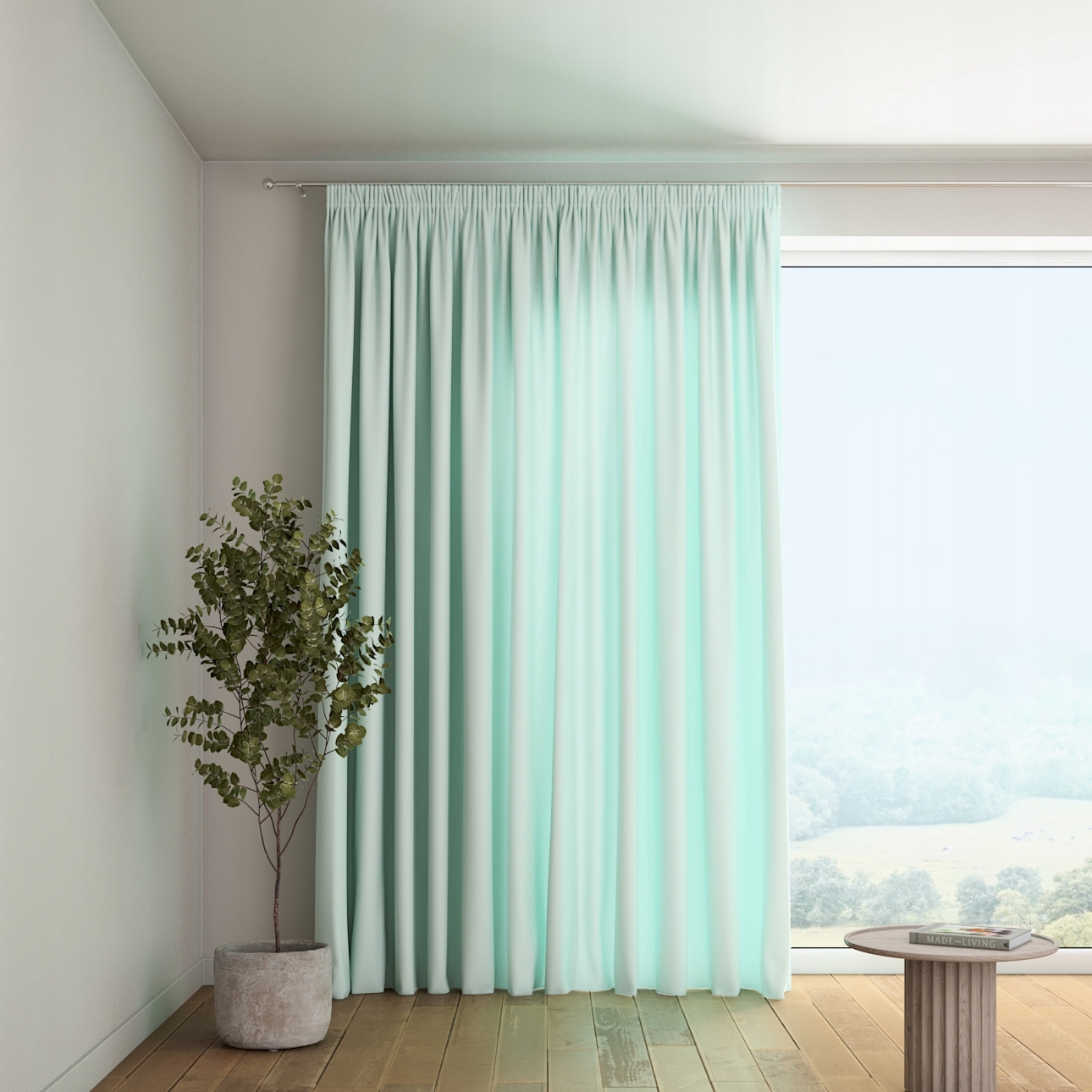 Záves na vlnitej páske 1 ks 130 x 245 cm pastelovo modrý