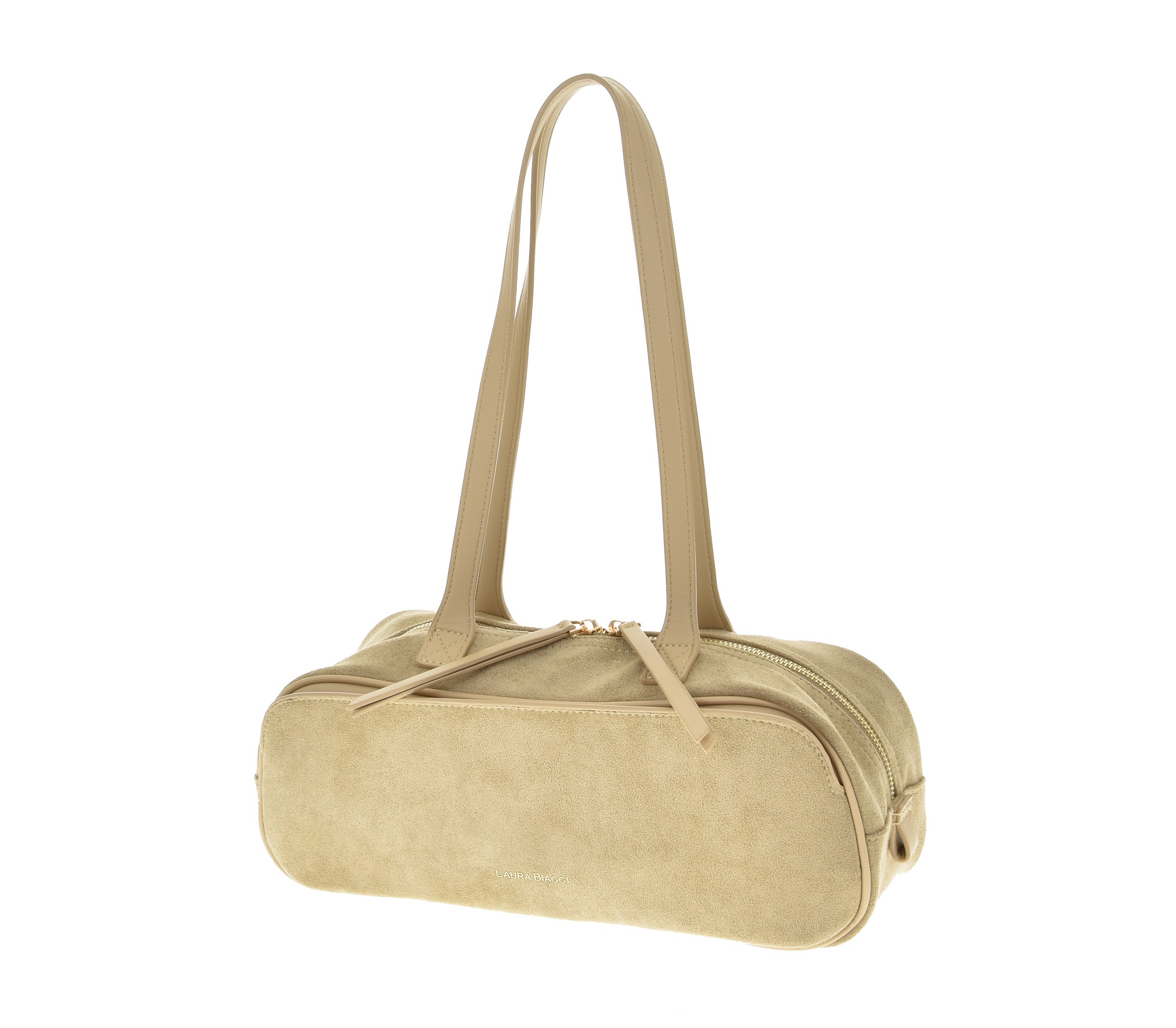 Laura Biaggi Dámská kabelka Kufřík Béžová Kabelka Přes Rameno Elegantní semišová