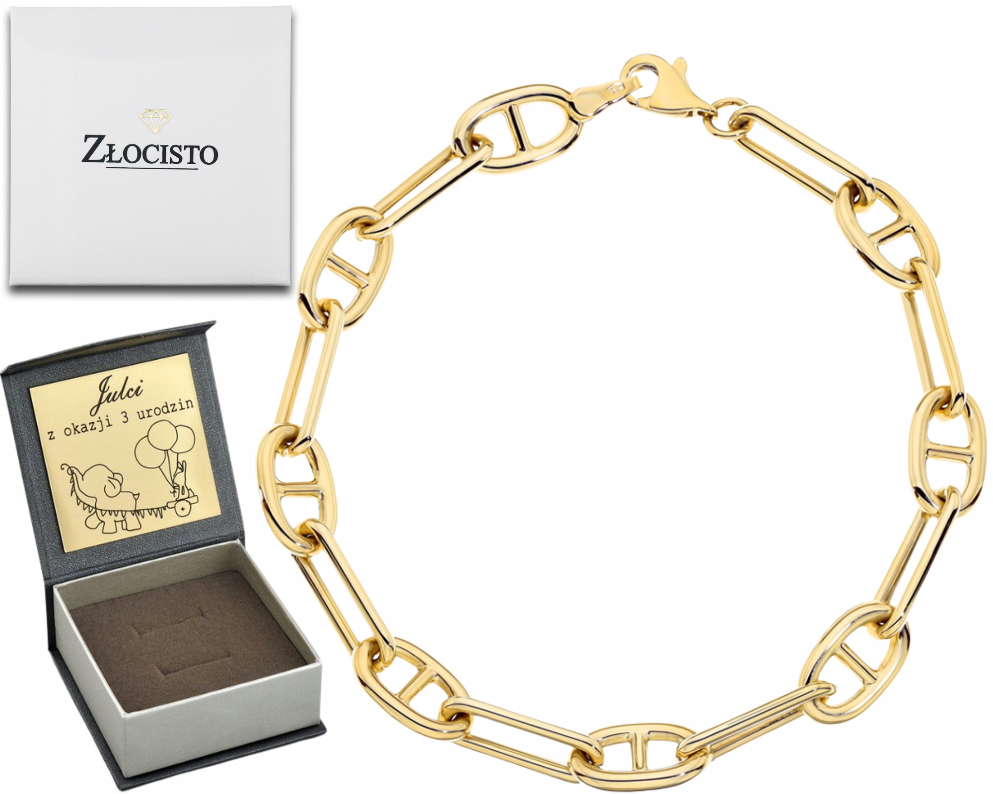 Zlatý Náramek S Dlouhými Články A Oválnými Prvky Zlato 585 Dárek Gravírování