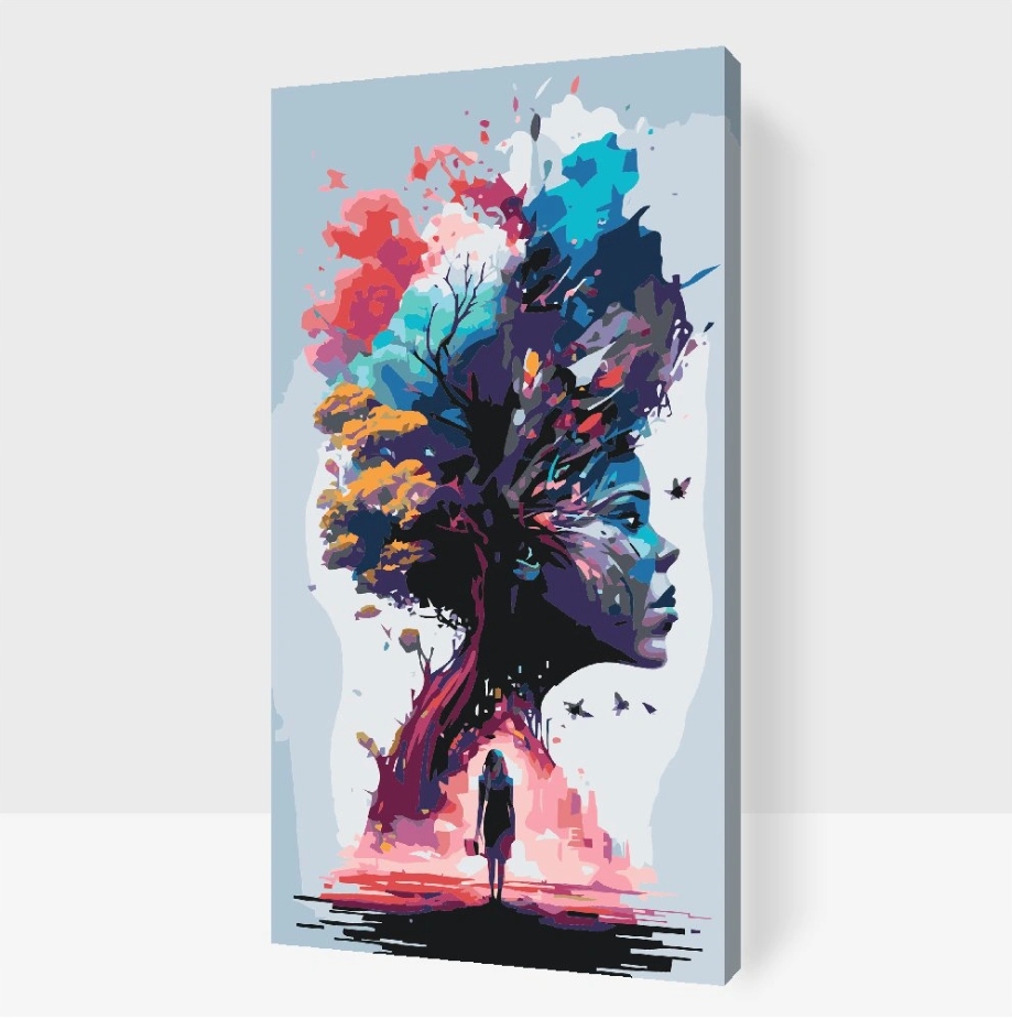 Malování Podle Čísel Žena Barevná Strom Myšlenky Spánek Příroda Velký 40x80cm