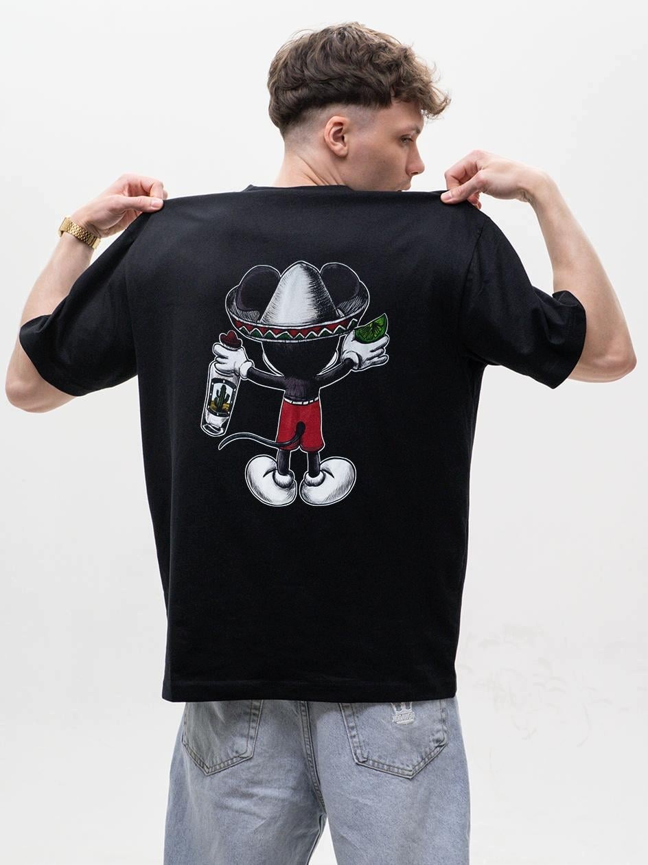 Tričko Krátký Rukáv Oversize Pánské Černá MyStars Alko Myš M
