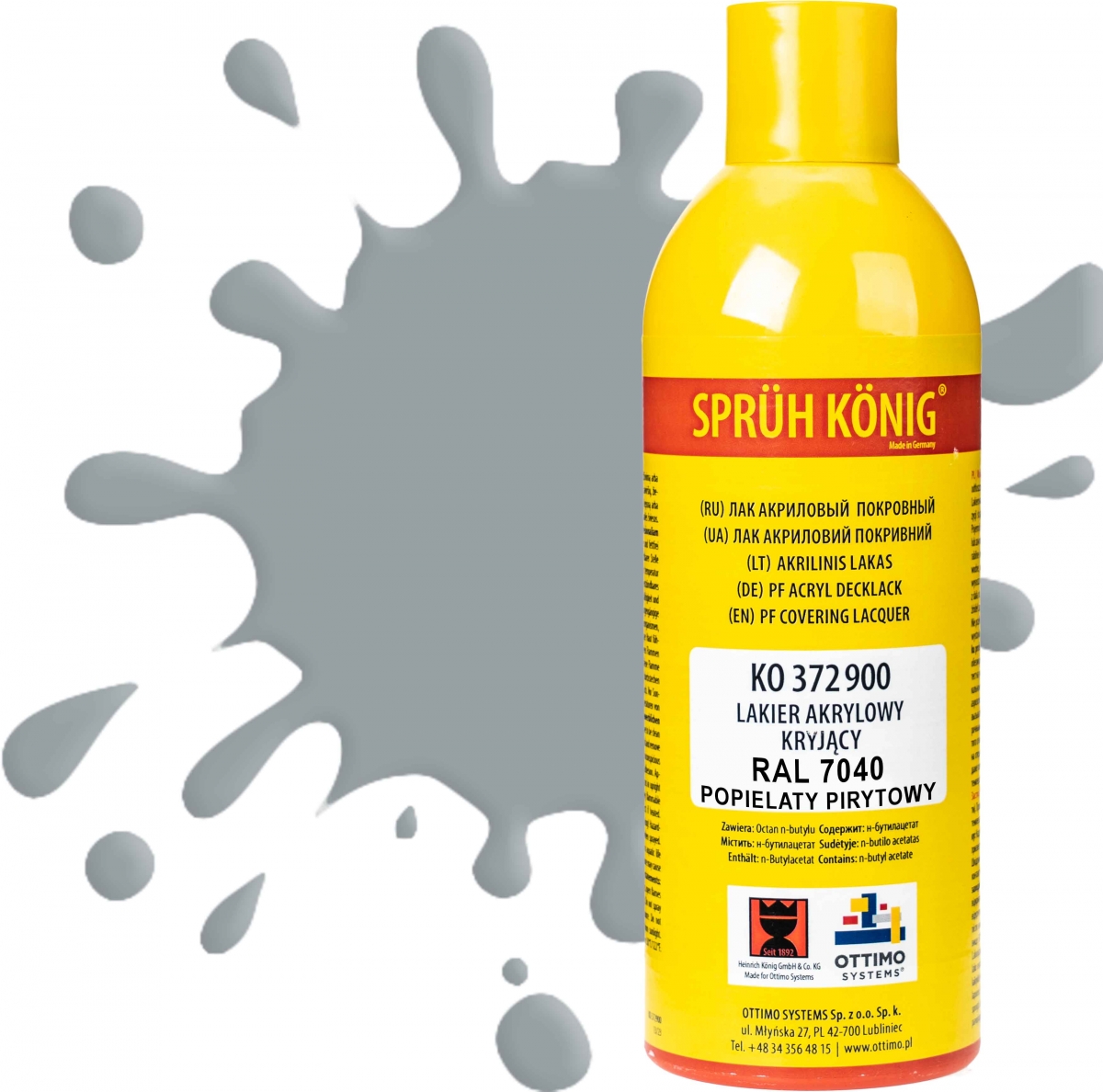 Ko 372 Krycí akrylový lak Ral 7040 Titan popelavý pyritový polomat