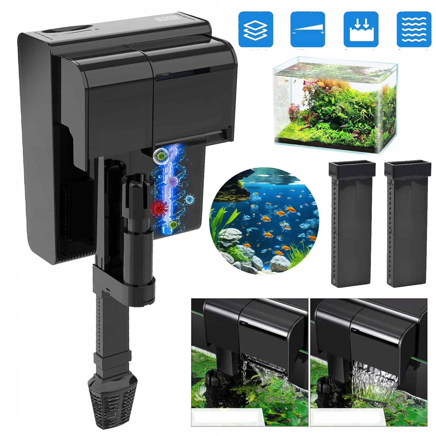 Multifunkční Akvarijní Filtr S Nastavitelným Průtokem, 3 Stupně Filtrace
