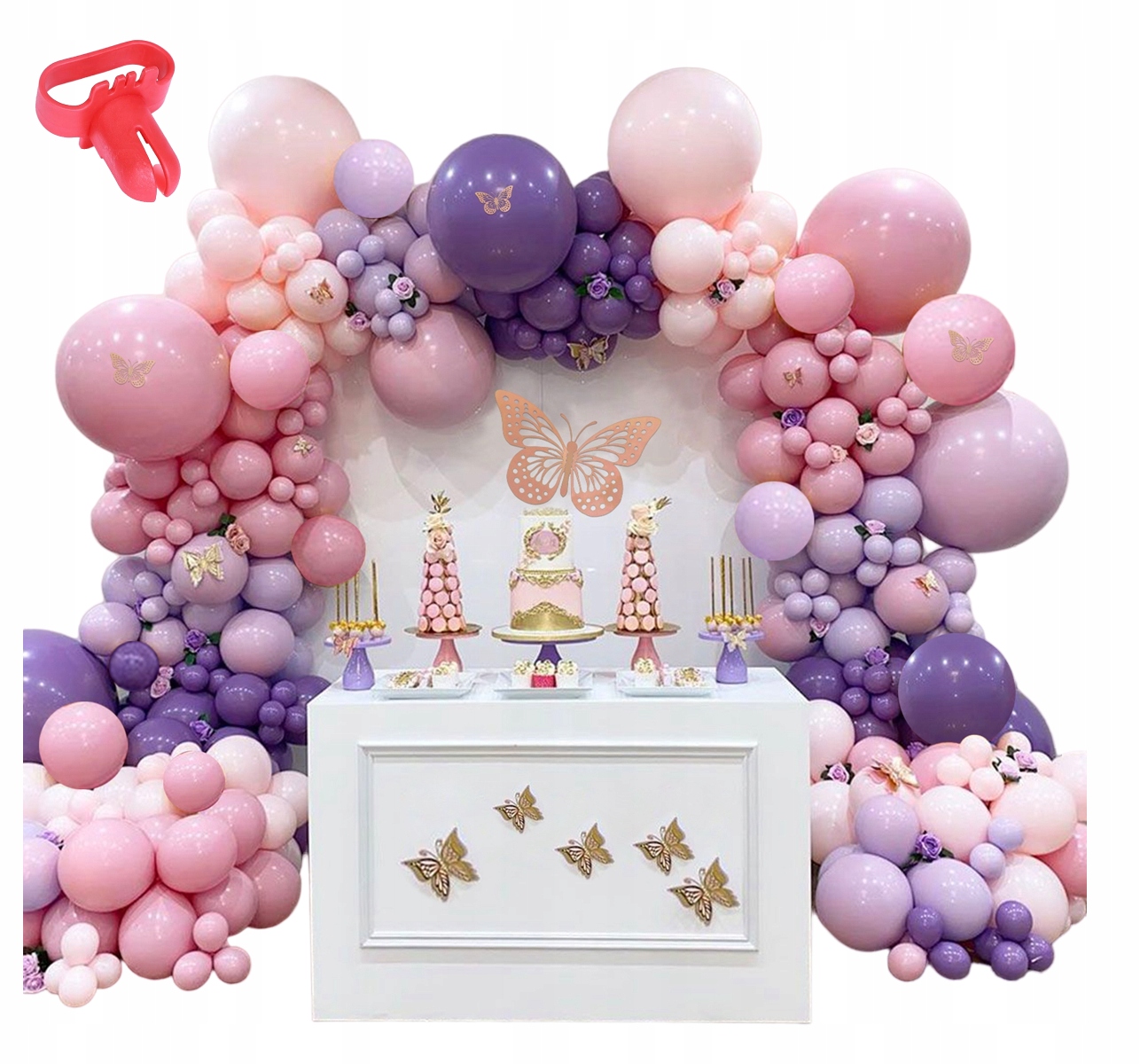 Balónková Girlanda Růžová Fialová Narozeniny Rok Křest Dívka Svatba