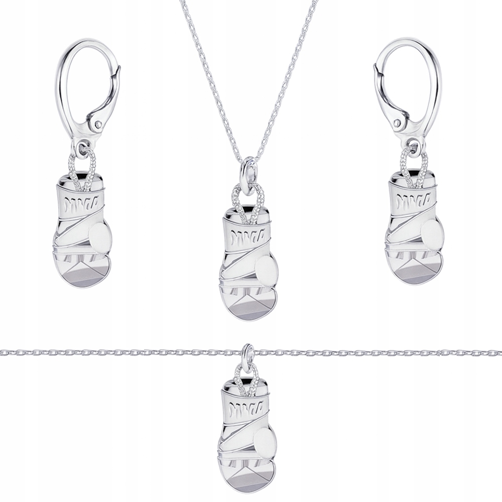 Stříbrný komplet šperků Ankier Rukavice Mma Rukavice 3D Stříbro 925