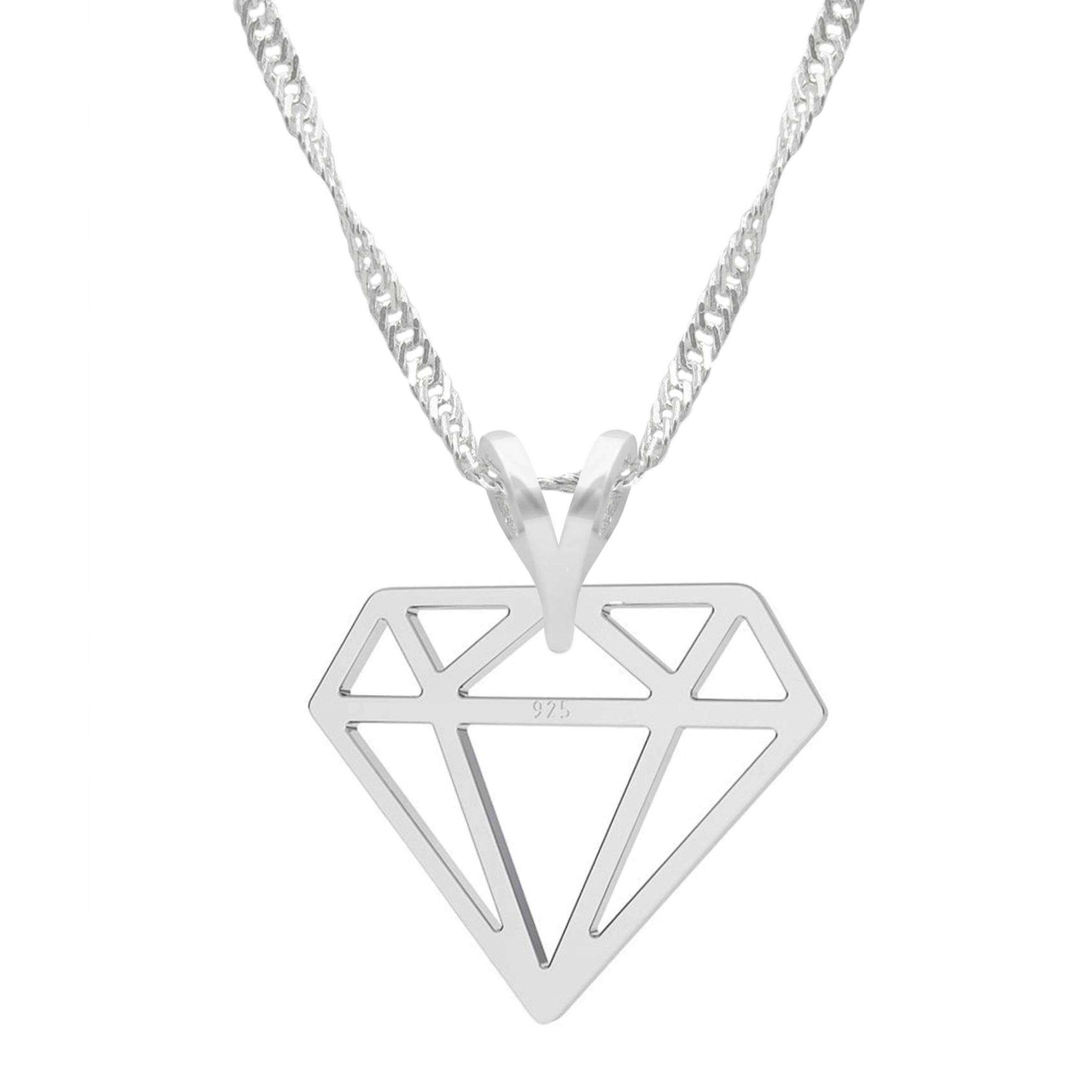 Stříbrný náhrdelník s diamantem Plech Diamant Klenot Briliant Stříbro 925