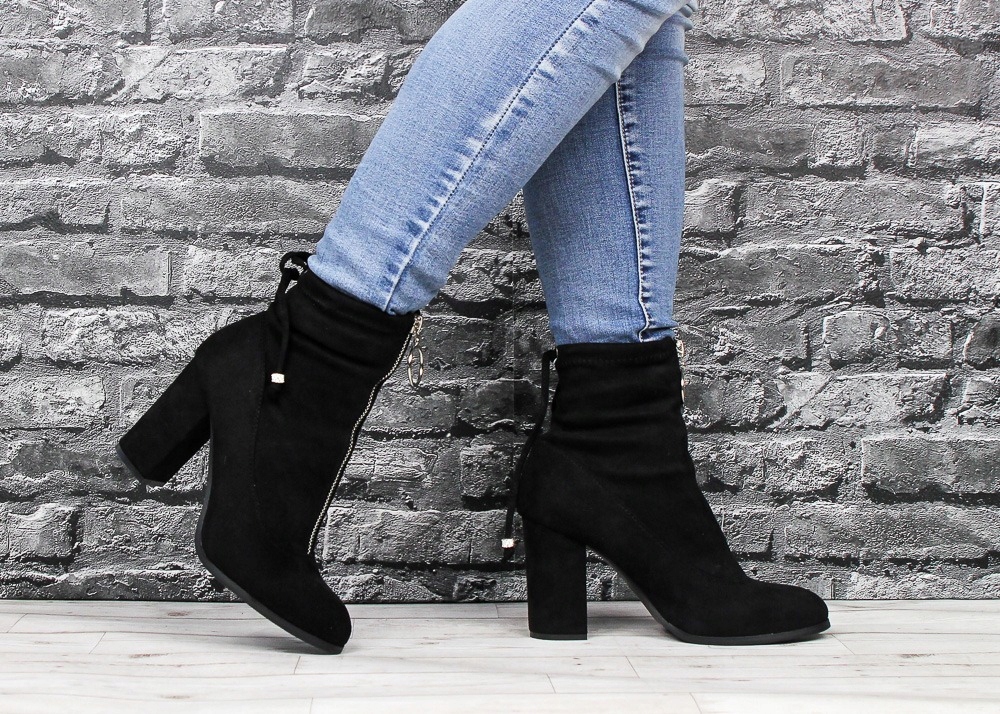 WYGODNE ZAMSZOWE DAMSKIE JESIENNE BOTKI 38 Kod producenta C7179-NOIR