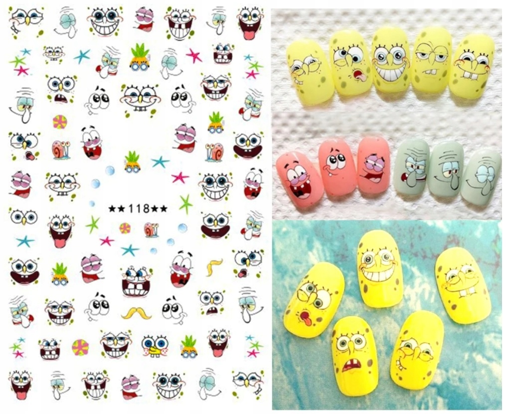 NAKLEJKI NA PAZNOKCIE SAMOPRZYLEPNE 3D POSTACIE Z KRESKÓWEK