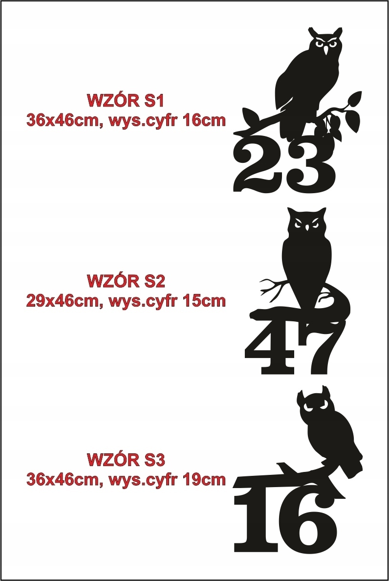 Numer domu, szyld adresowy SOWA, 3 wzory EAN (GTIN) 6475703327824