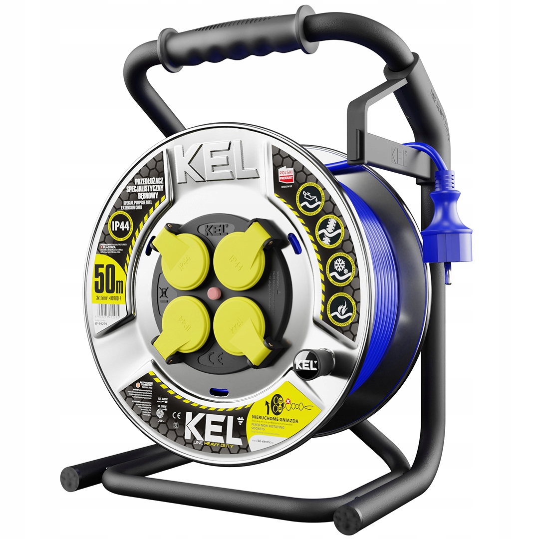 Predlžovací Kábel bubnový 50 m 3x1,5 mm H07BQ Kel W-99279